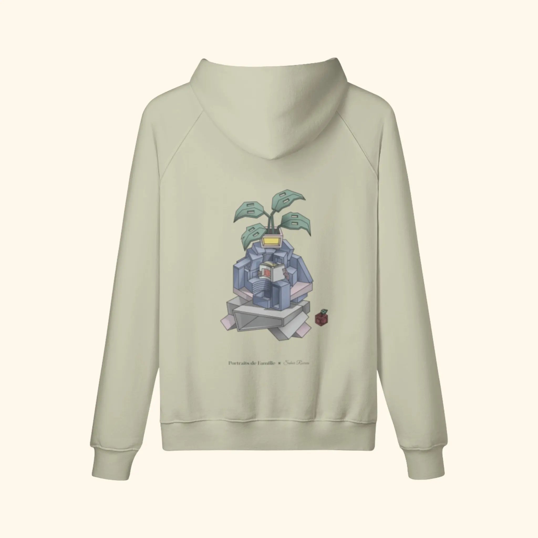 Portraits de Famille The Hoodie Blooming Soft Khaki Heavy Cotton Back