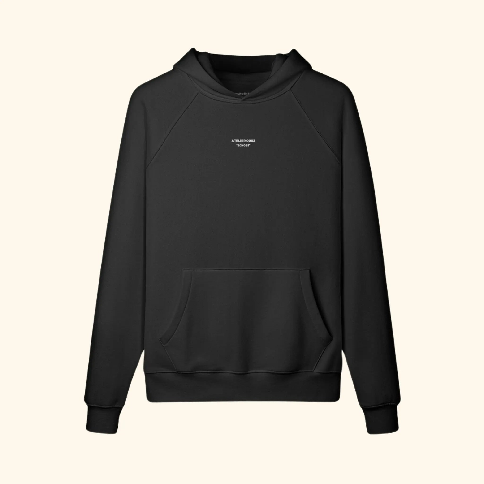 Portraits de Famille The Hoodie Falling Midnight Black Heavy Cotton Front