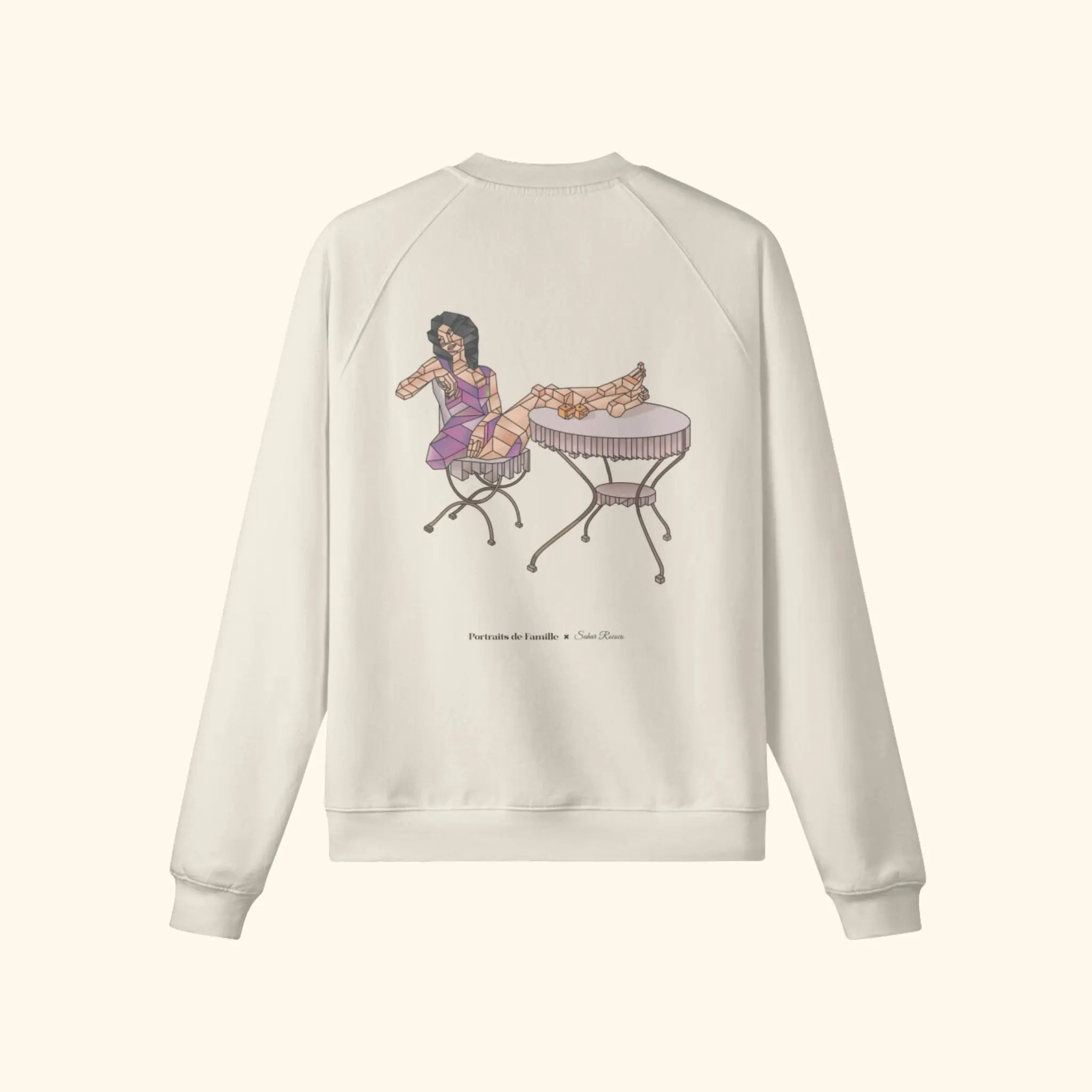 Portraits de Famille The Sweatshirt Orchard Pastel Beige Heavy Cotton Back