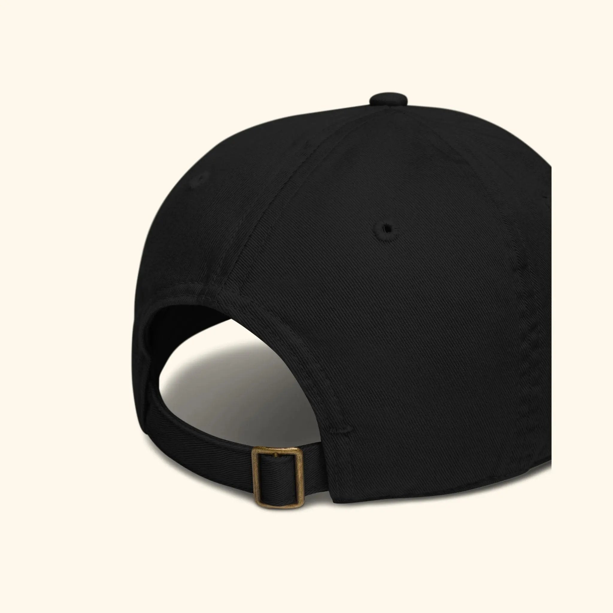 Portraits de Famille Dar Vida The Cap Pasión Midnight Black Organic Cotton Back Side
