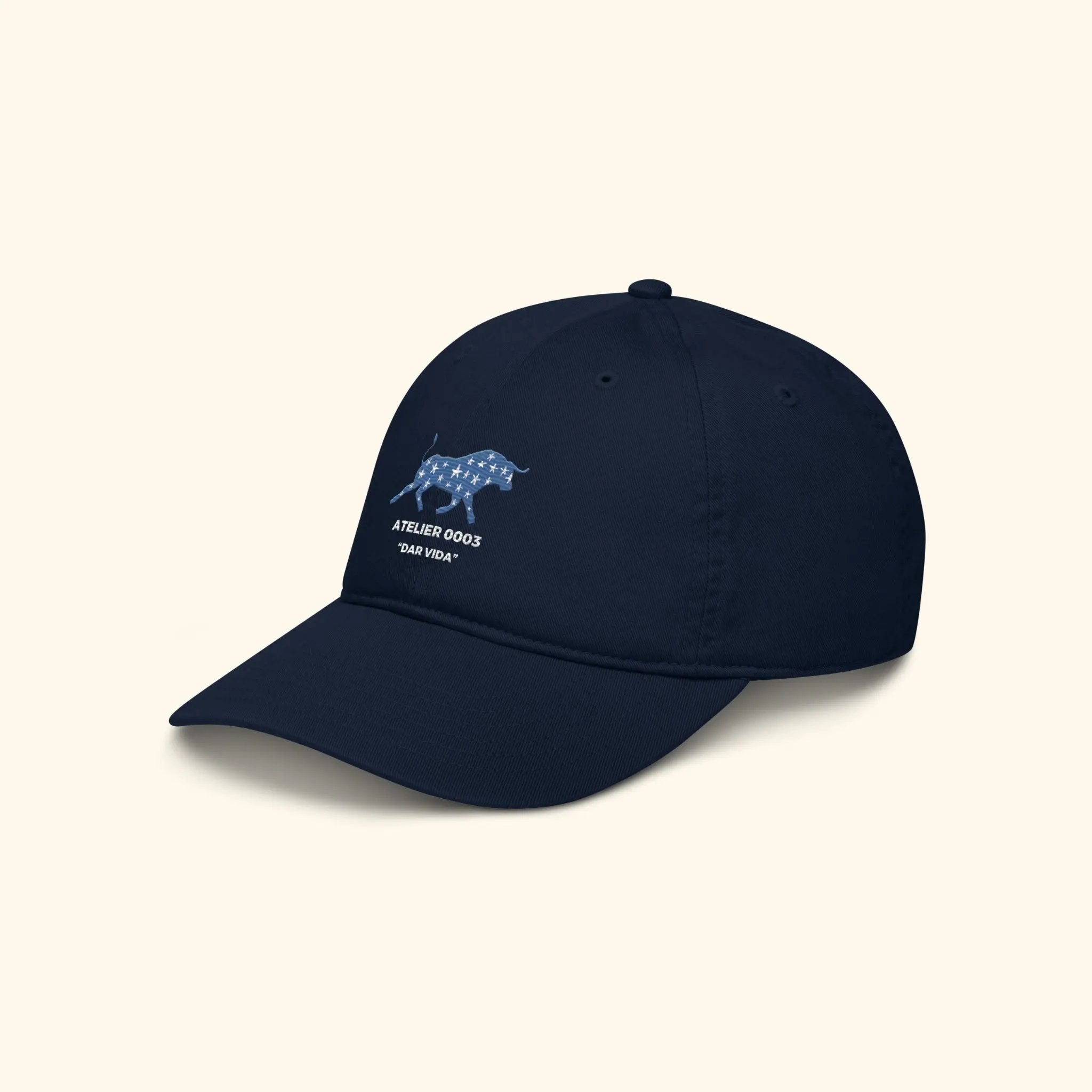Portraits de Famille Dar VIda The Cap Pasión Pacific Blue Organic Cotton Front Side