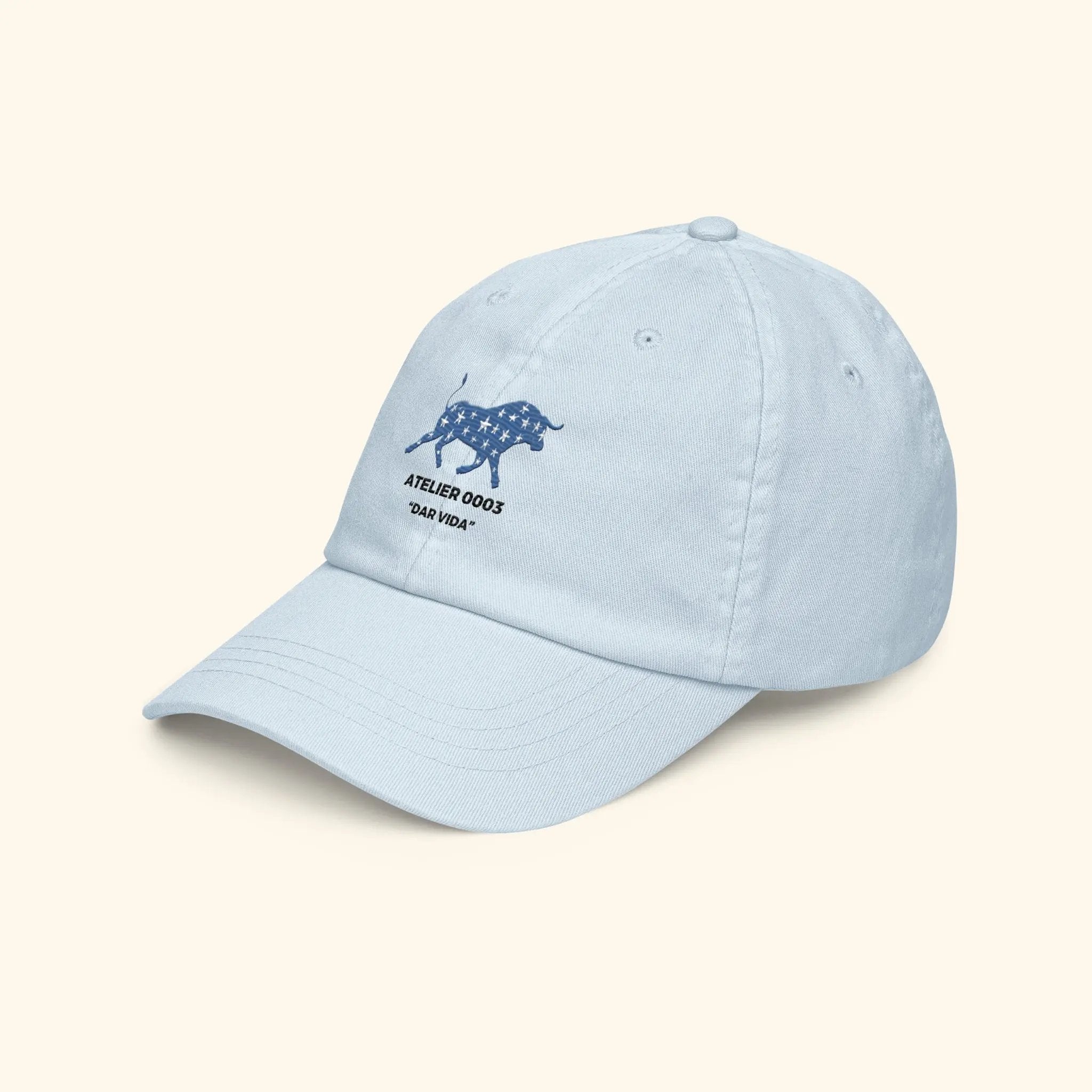 Portraits de Famille Dar VIda The Cap Pasión Pastel Blue Organic Cotton Front Side