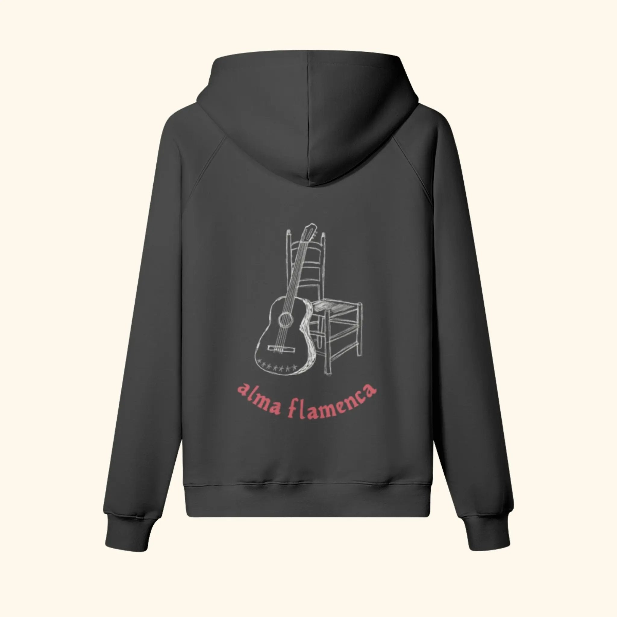 Portraits de Famille Dar Vida The Hoodie Flamenca Midnight Black Heavy Cotton Back