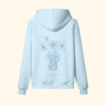 Portraits de Famille Dar Vida The Hoodie Flor Azure Whisper Heavy Cotton Back