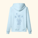 Portraits de Famille Dar Vida The Hoodie Flor Azure Whisper Heavy Cotton Back