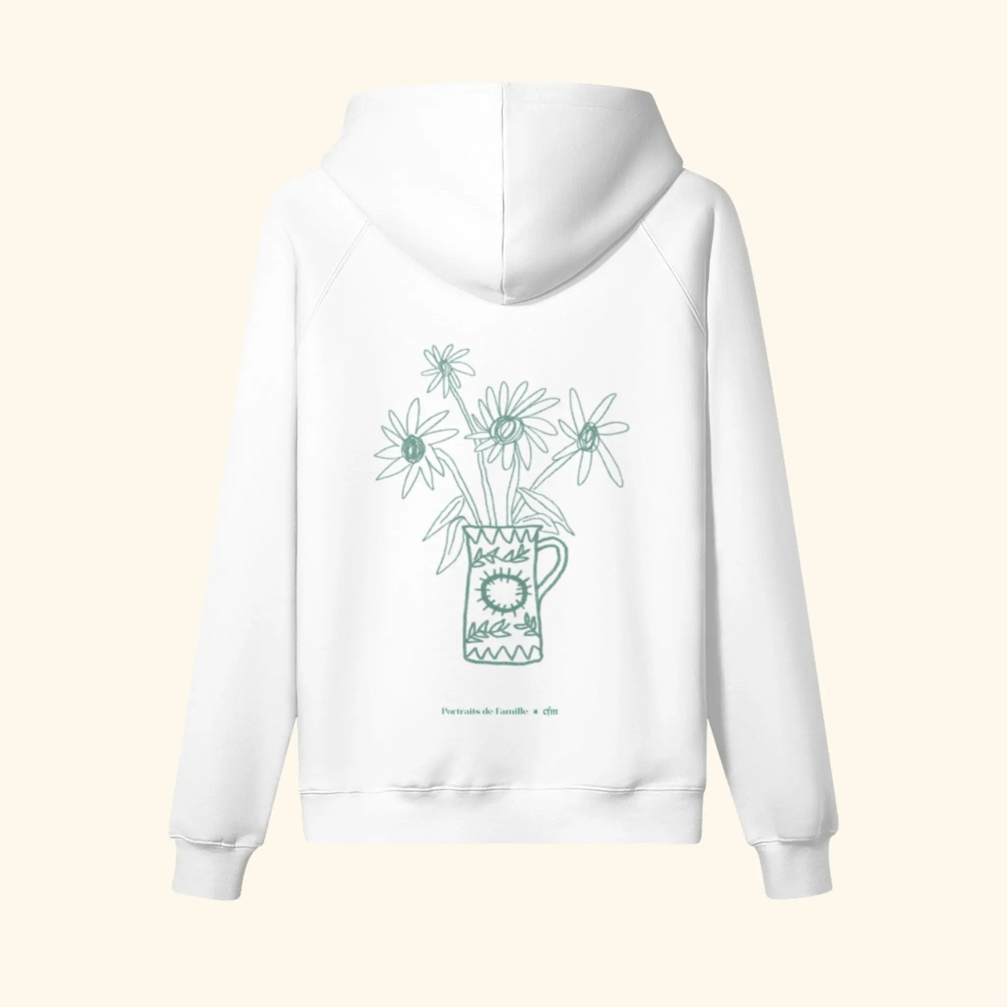 Portraits de Famille Dar Vida The Hoodie Flor Off White Heavy Cotton Back