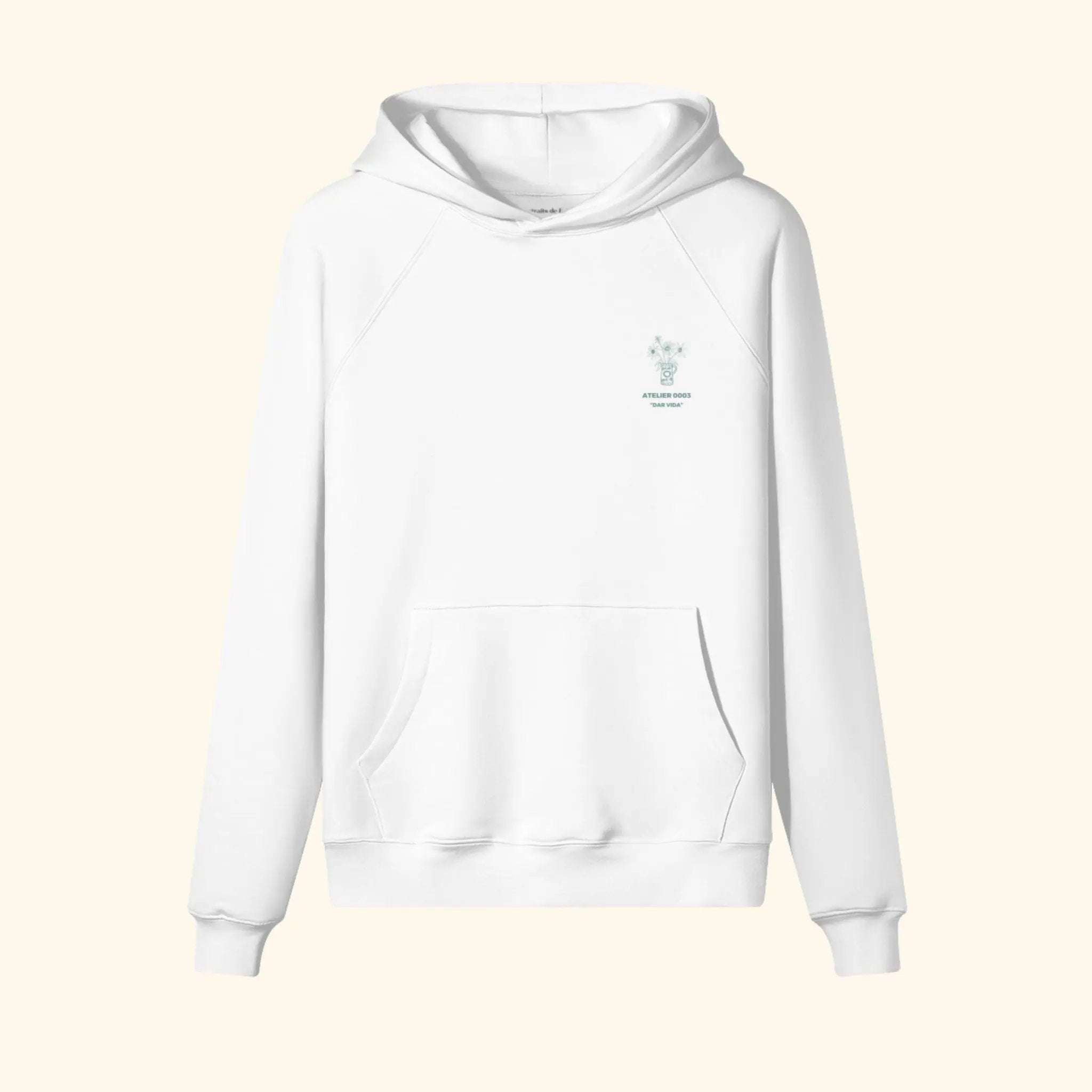 Portraits de Famille Dar Vida The Hoodie Flor Off White Heavy Cotton Front