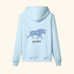 Portraits de Famille Dar Vida The Hoodie Pasión Azure Whisper Heavy Cotton Back