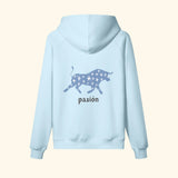 Portraits de Famille Dar Vida The Hoodie Pasión Azure Whisper Heavy Cotton Back