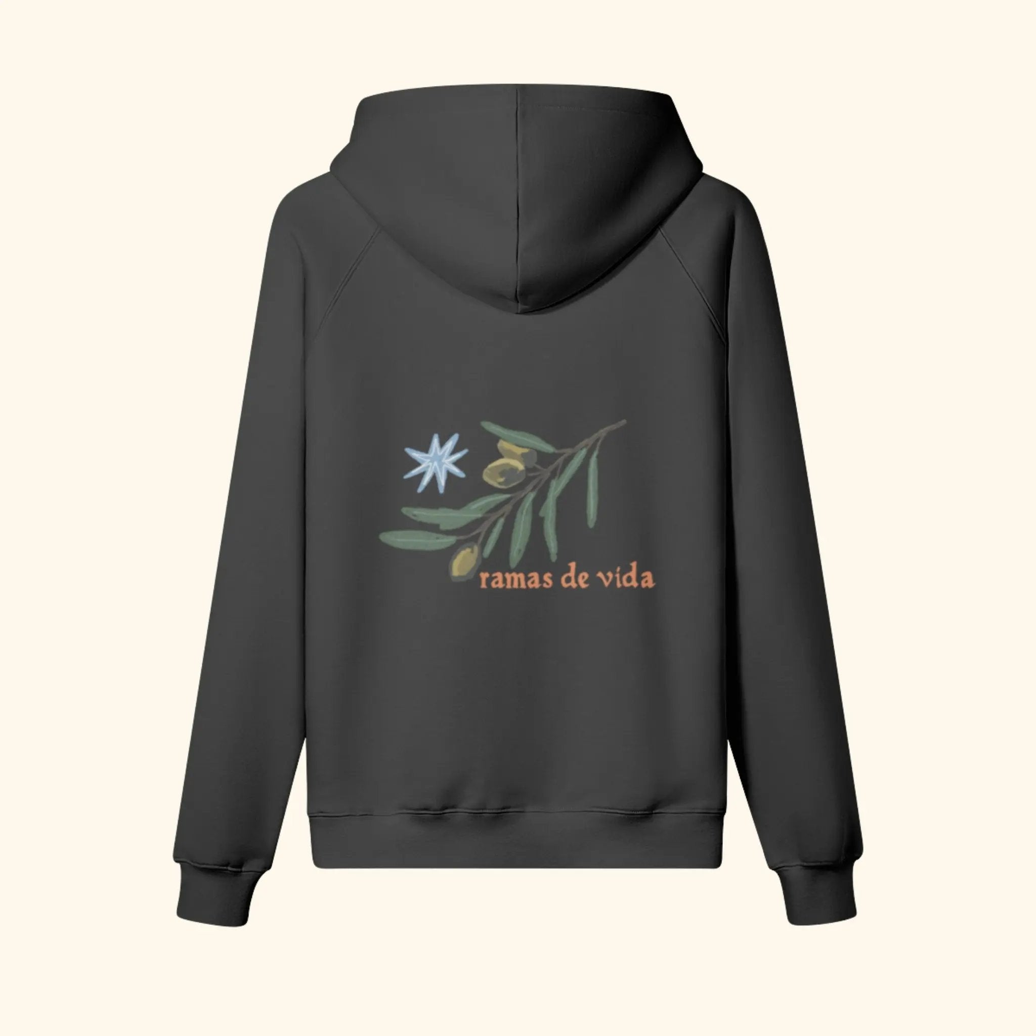 Portraits de Famille Dar Vida The Hoodie Ramas De Vida Midnight Black Heavy Cotton Back