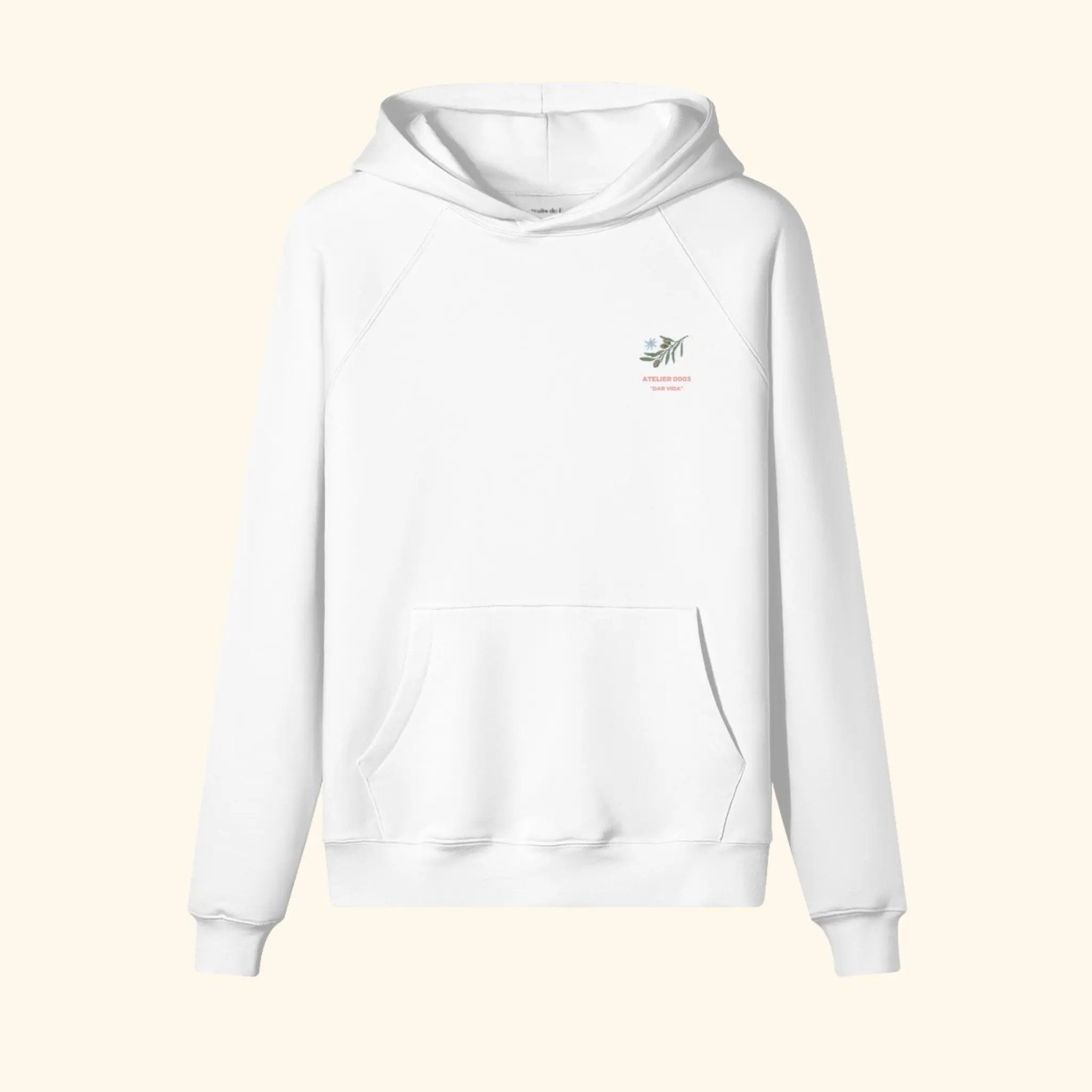 Portraits de Famille Dar Vida The Hoodie Ramas De Vida Off White Heavy Cotton Front
