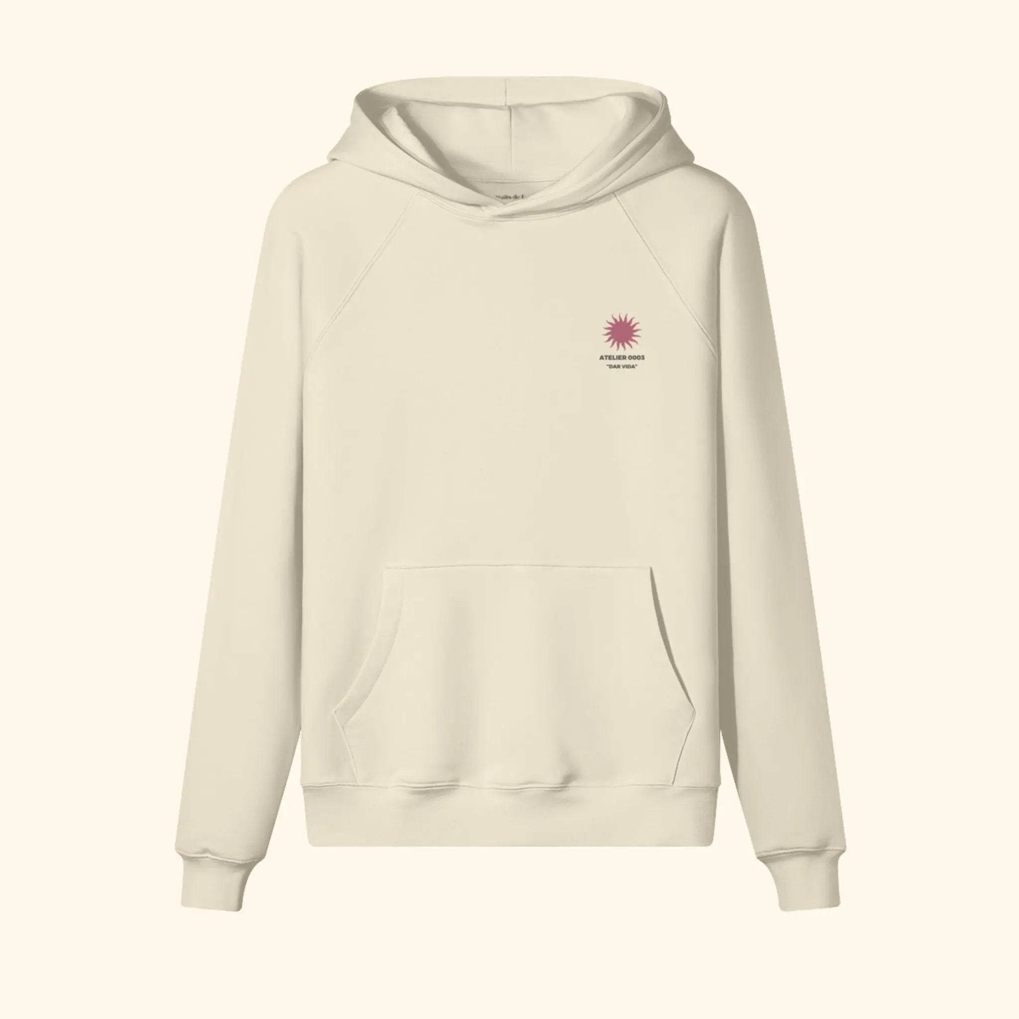 Portraits de Famille Dar Vida The Hoodie Sol Pastel Beige Heavy Cotton Front