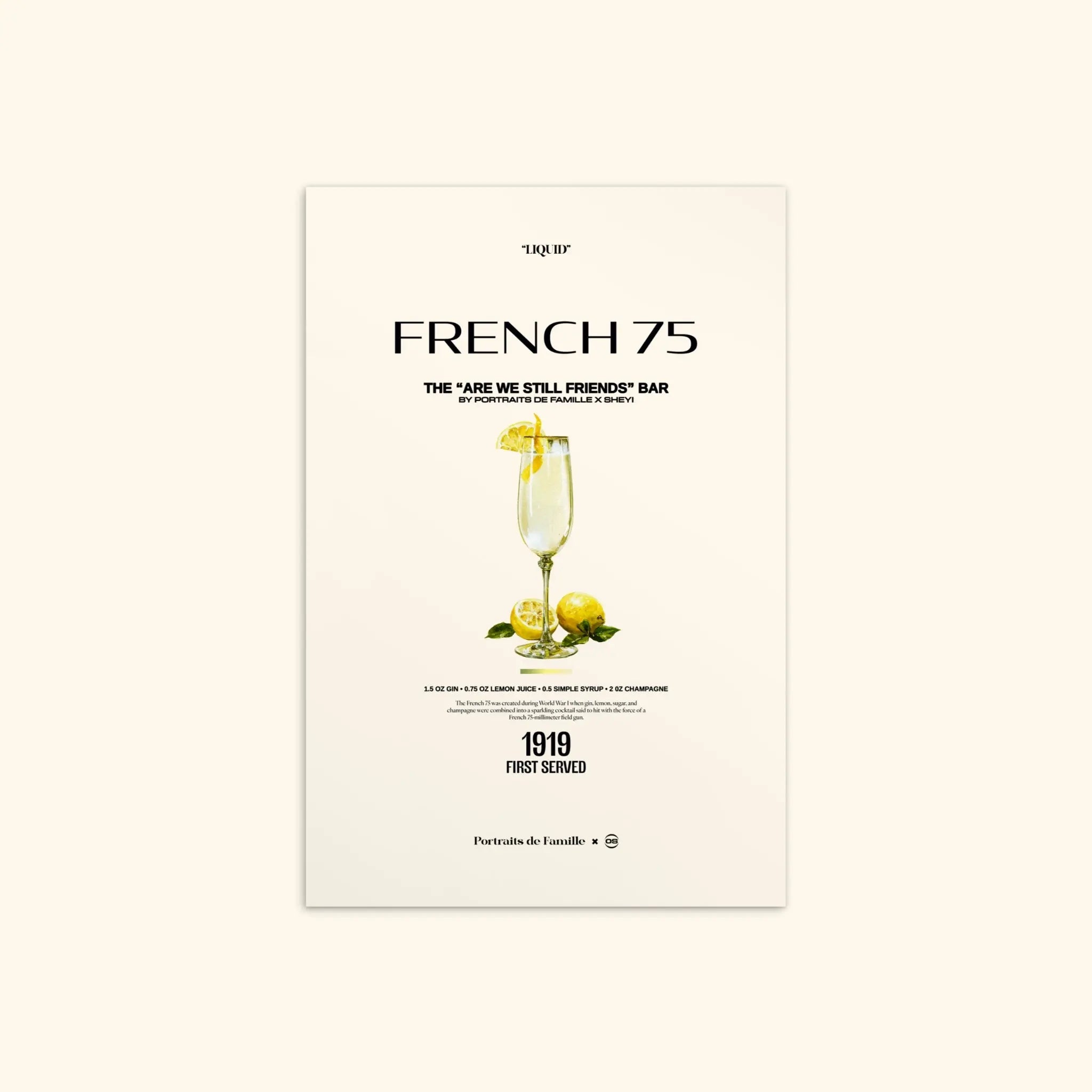 Portraits de Famille Liquid The Postcard French 75 Matte Paper Front