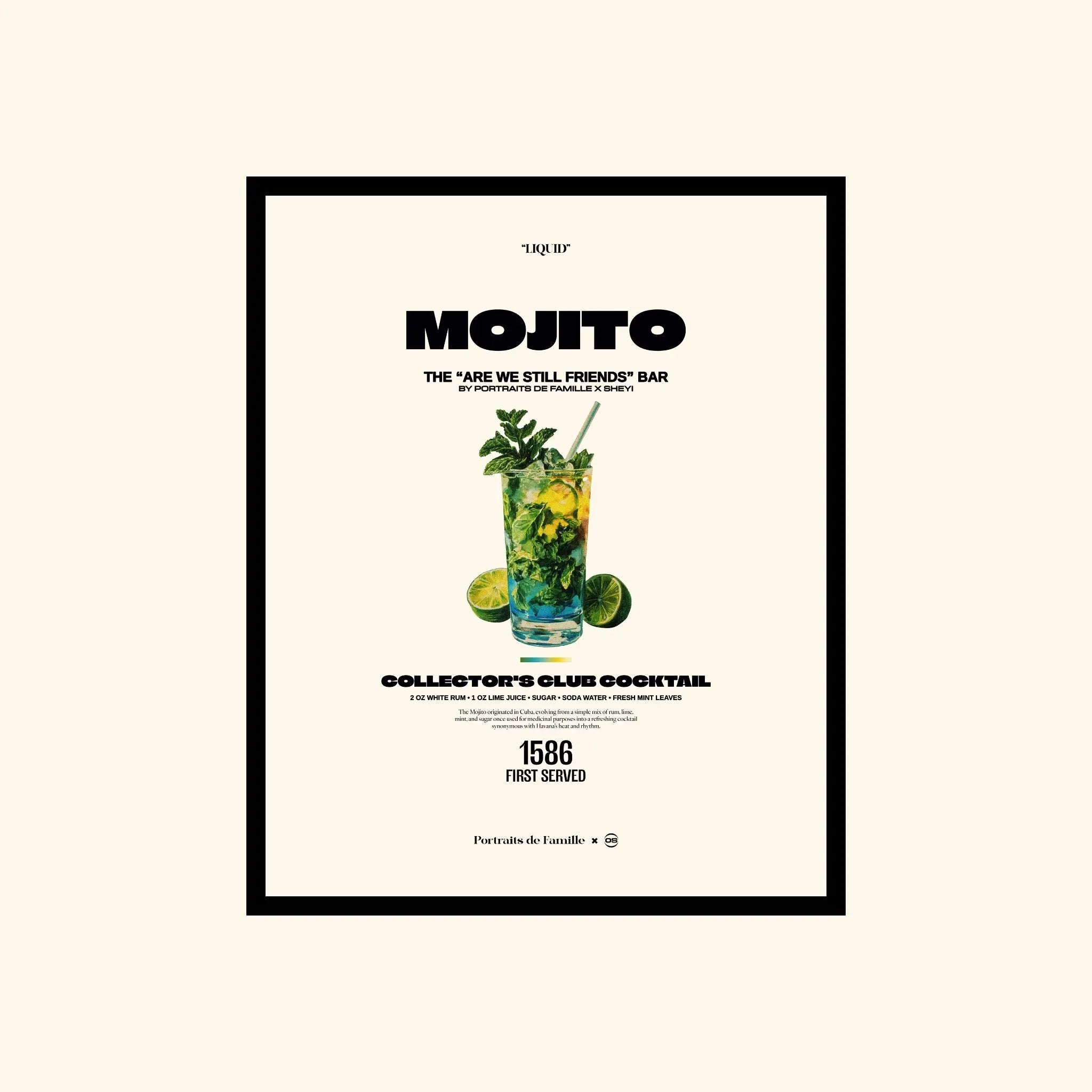 Portraits de Famille Dar Vida The Print Mojito High Quality Unframed Giclee Paper Type Hahnemuhle Pearl Paper