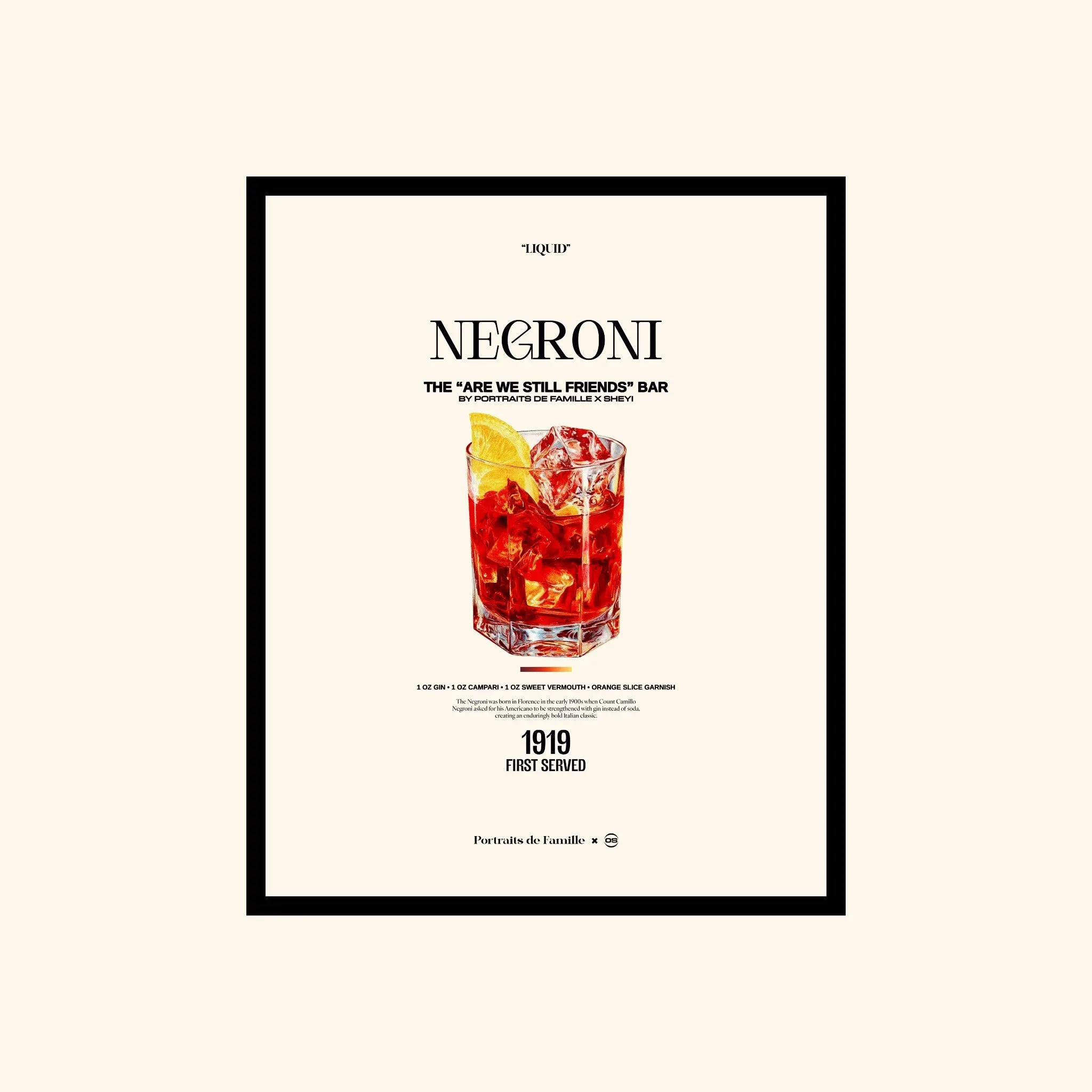 Portraits de Famille Dar Vida The Print Negroni High Quality Unframed Giclee Paper Type Hahnemuhle Pearl Paper