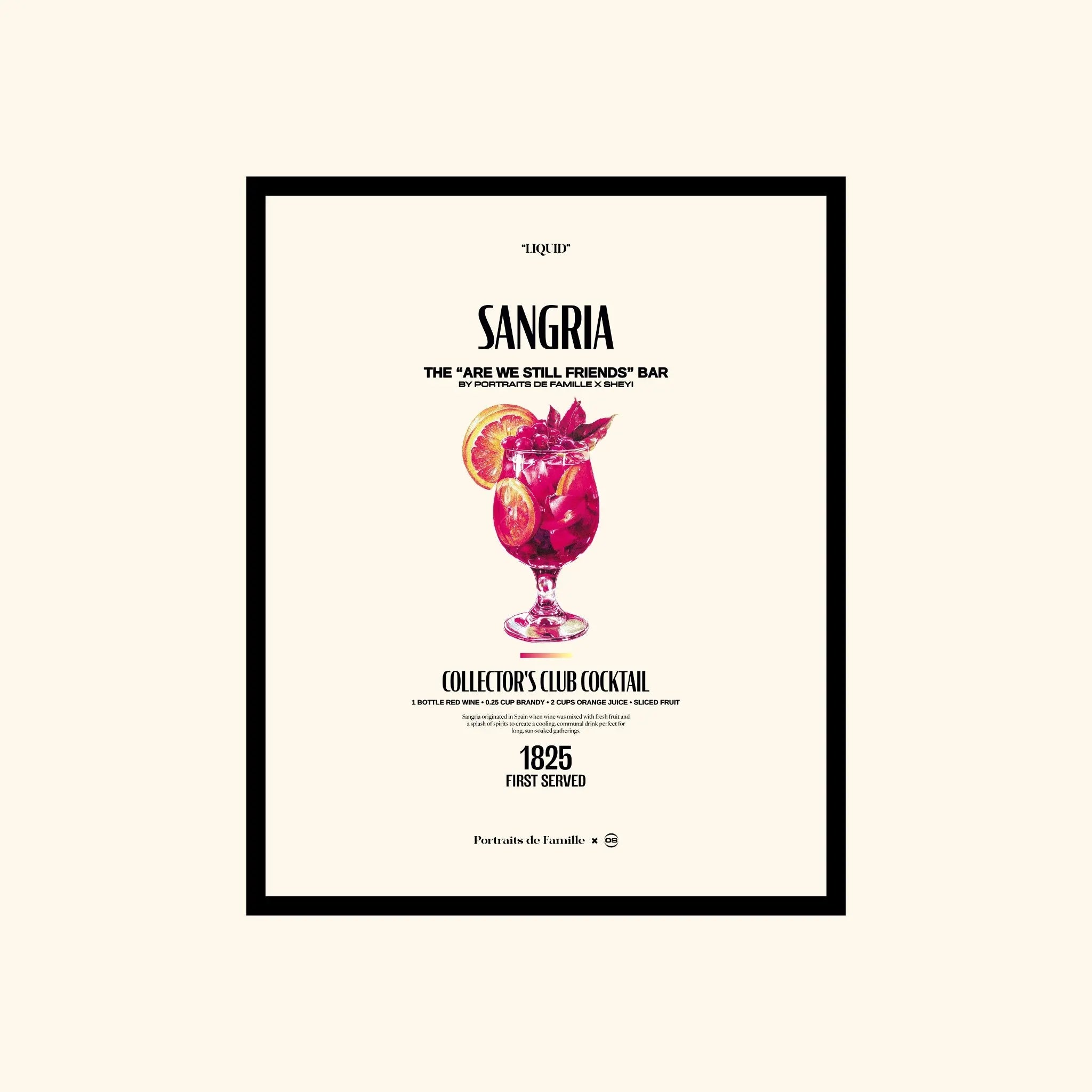 Portraits de Famille Dar Vida The Print Sangria High Quality Unframed Giclee Paper Type Hahnemuhle Pearl Paper