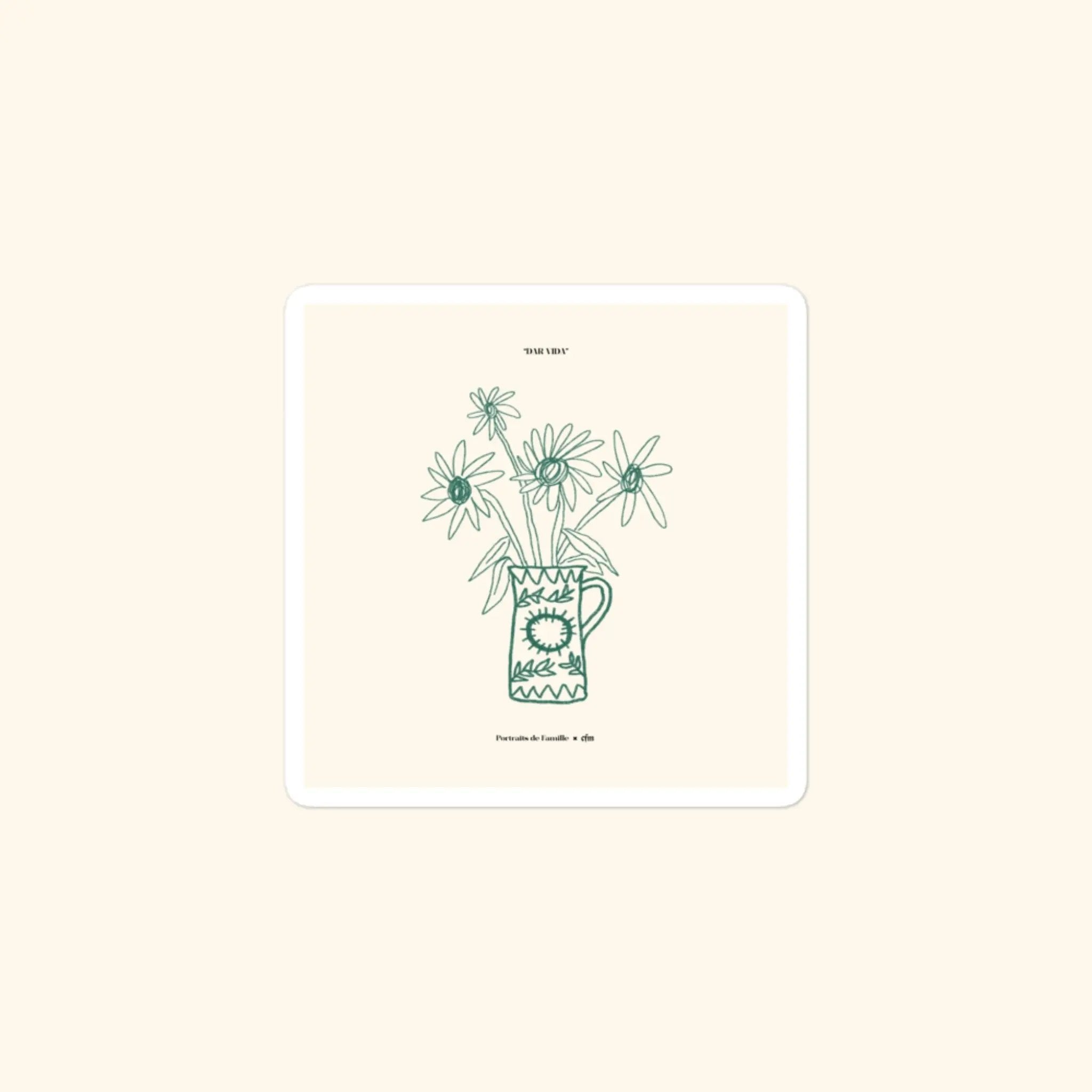 Portraits de Famille Dar Vida The Sticker Flor 3x3 High Opacity Durable Front