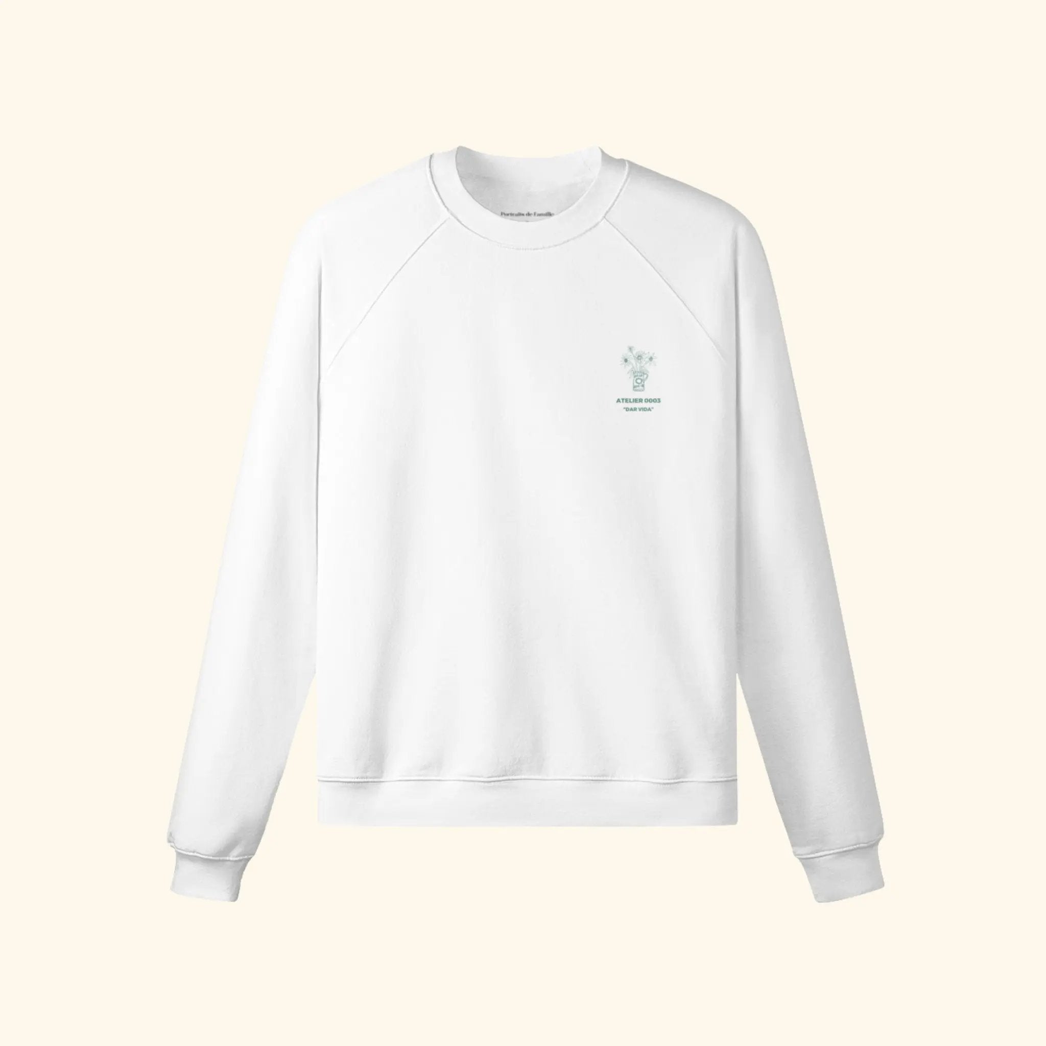 Portraits de Famille Dar Vida The Sweatshirt Flor Off White Heavy Cotton Front