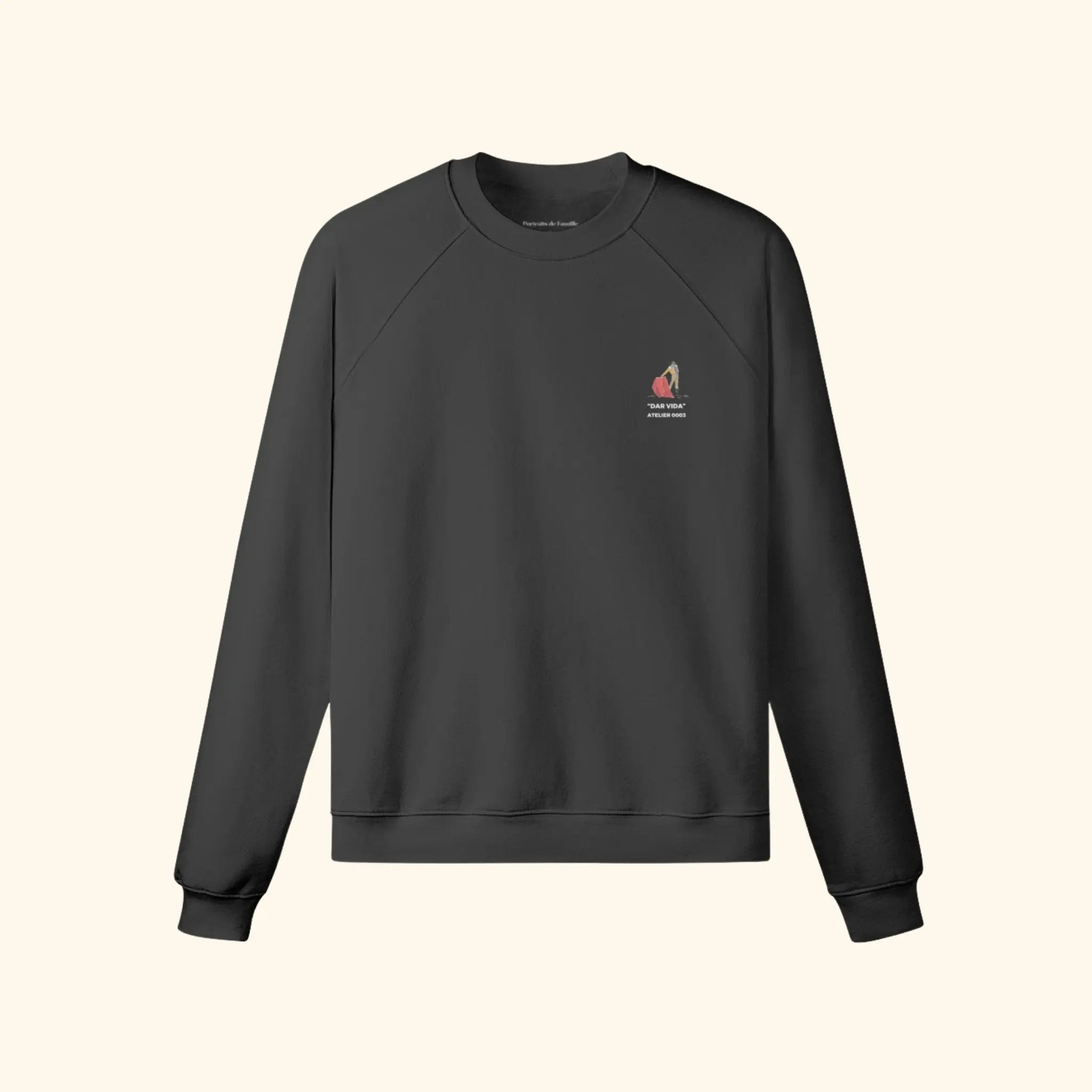 Portraits de Famille Dar Vida The Sweatshirt Gloria Midnight Black Heavy Cotton Front