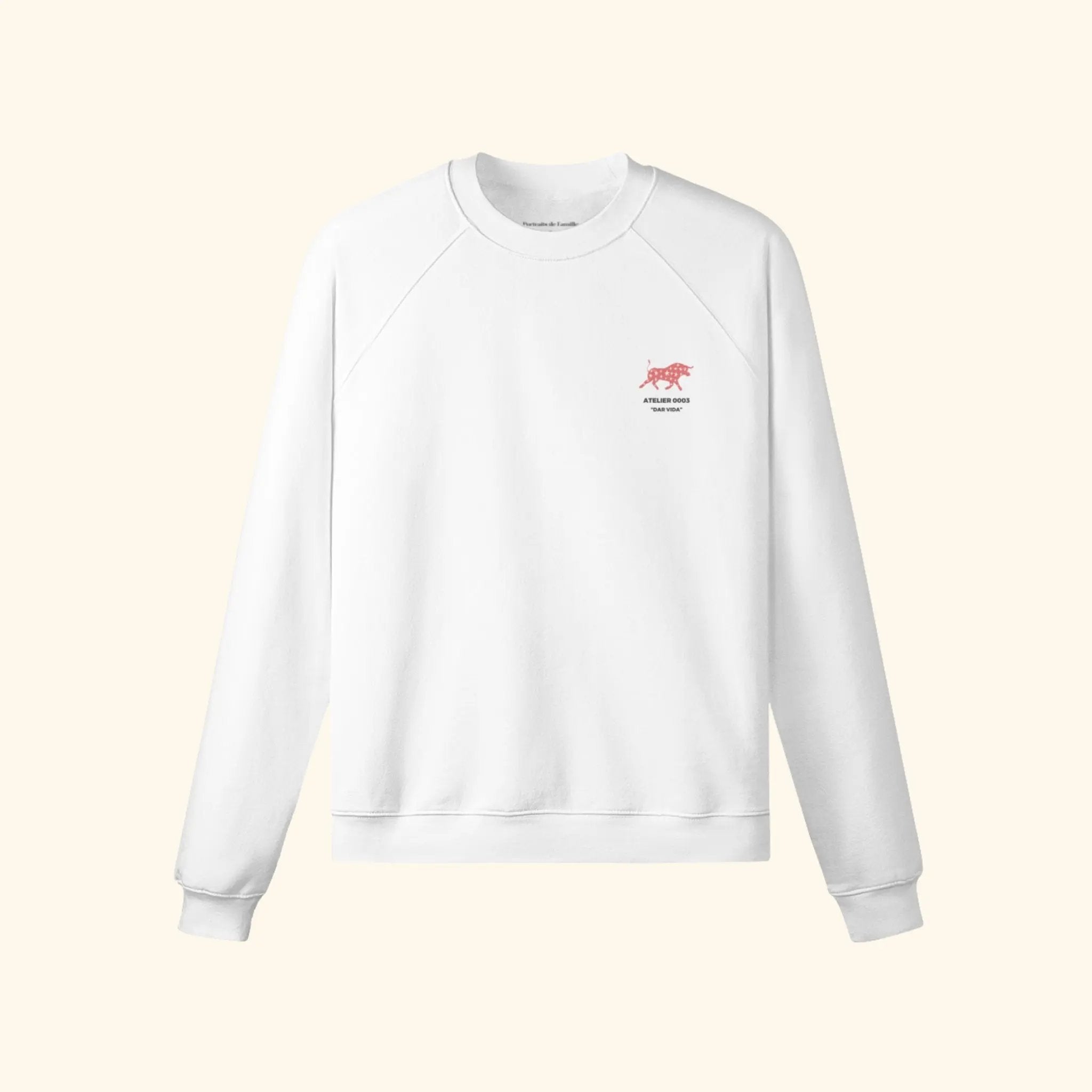Portraits de Famille Dar Vida The Sweatshirt Pasión Off-White Heavy Cotton Front