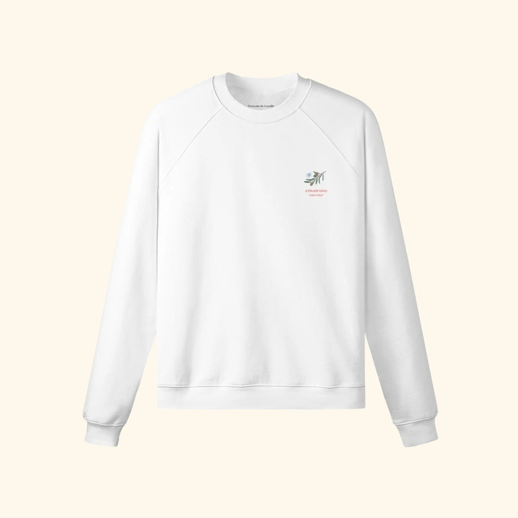 Portraits de Famille Dar Vida The Sweatshirt Ramas De Vida Off White Heavy Cotton Front
