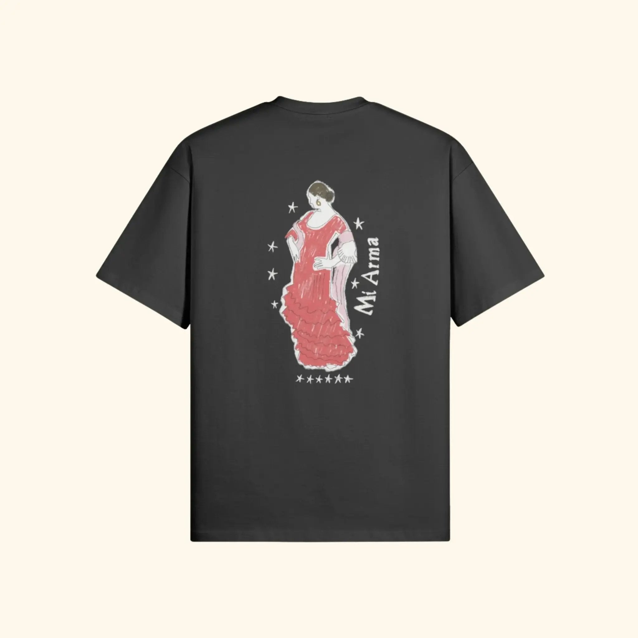 Portraits de Famille Dar Vida The Tee Bailaora Midnight Black Heavy Cotton Back