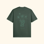 Portraits de Famille Dar Vida The Tee Flor Forest Green Heavy Cotton Back