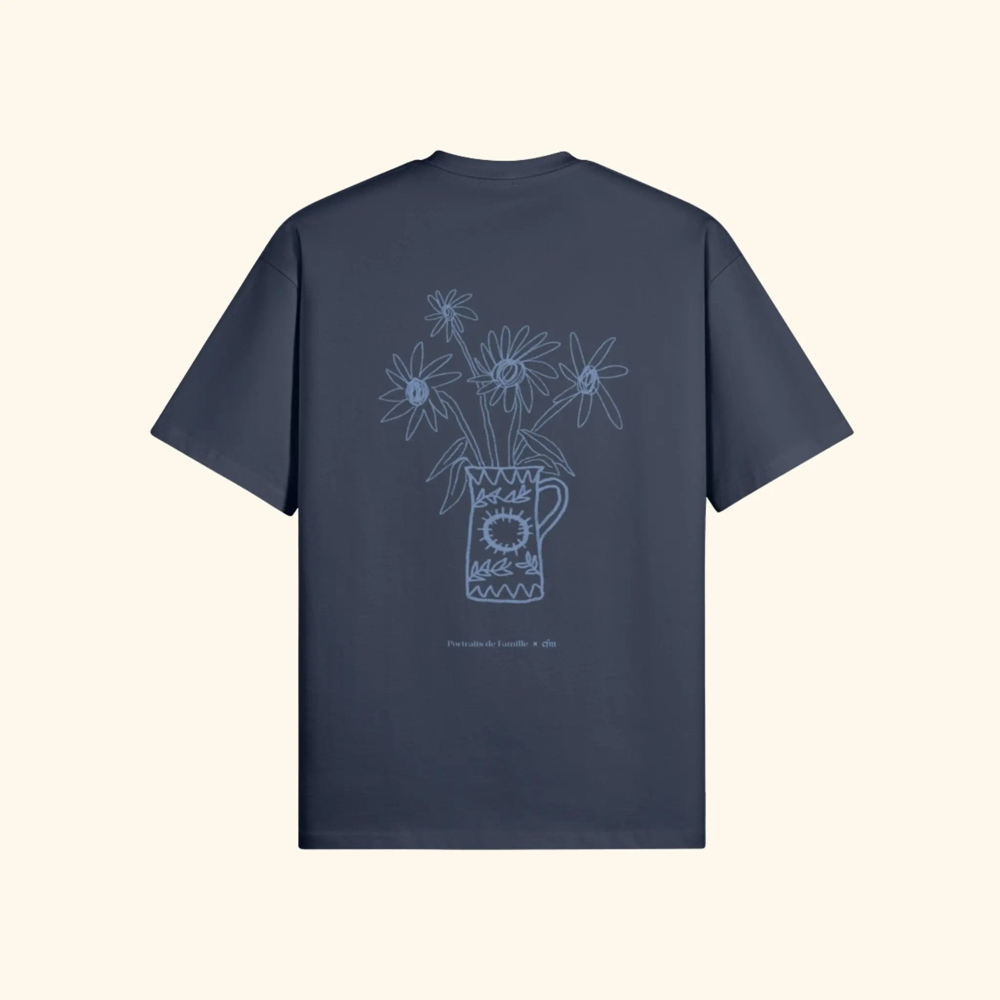 Portraits de Famille Dar Vida The Tee Flor Harbor Blue Heavy Cotton Back