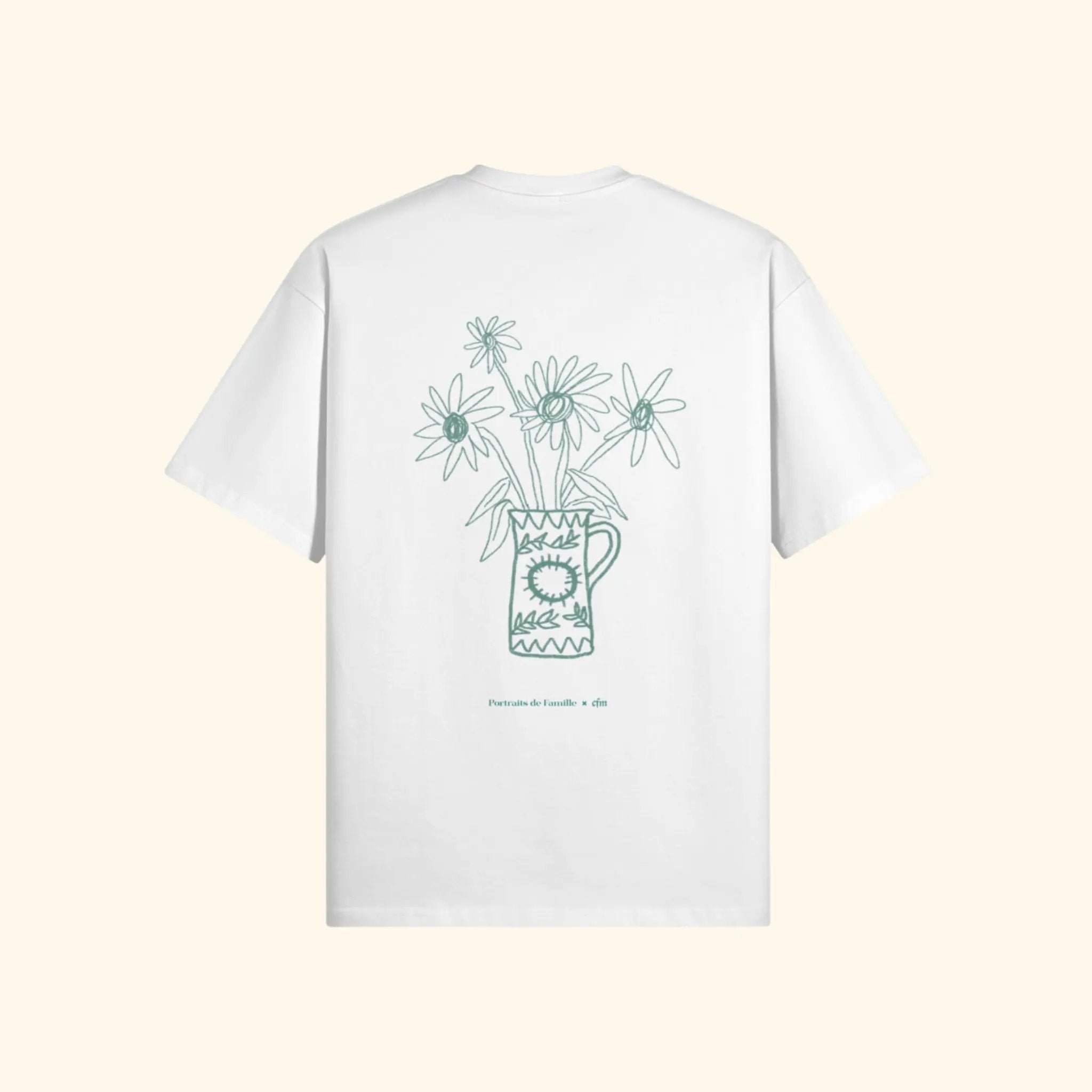 Portraits de Famille Dar Vida The Tee Flor Off White Heavy Cotton Back