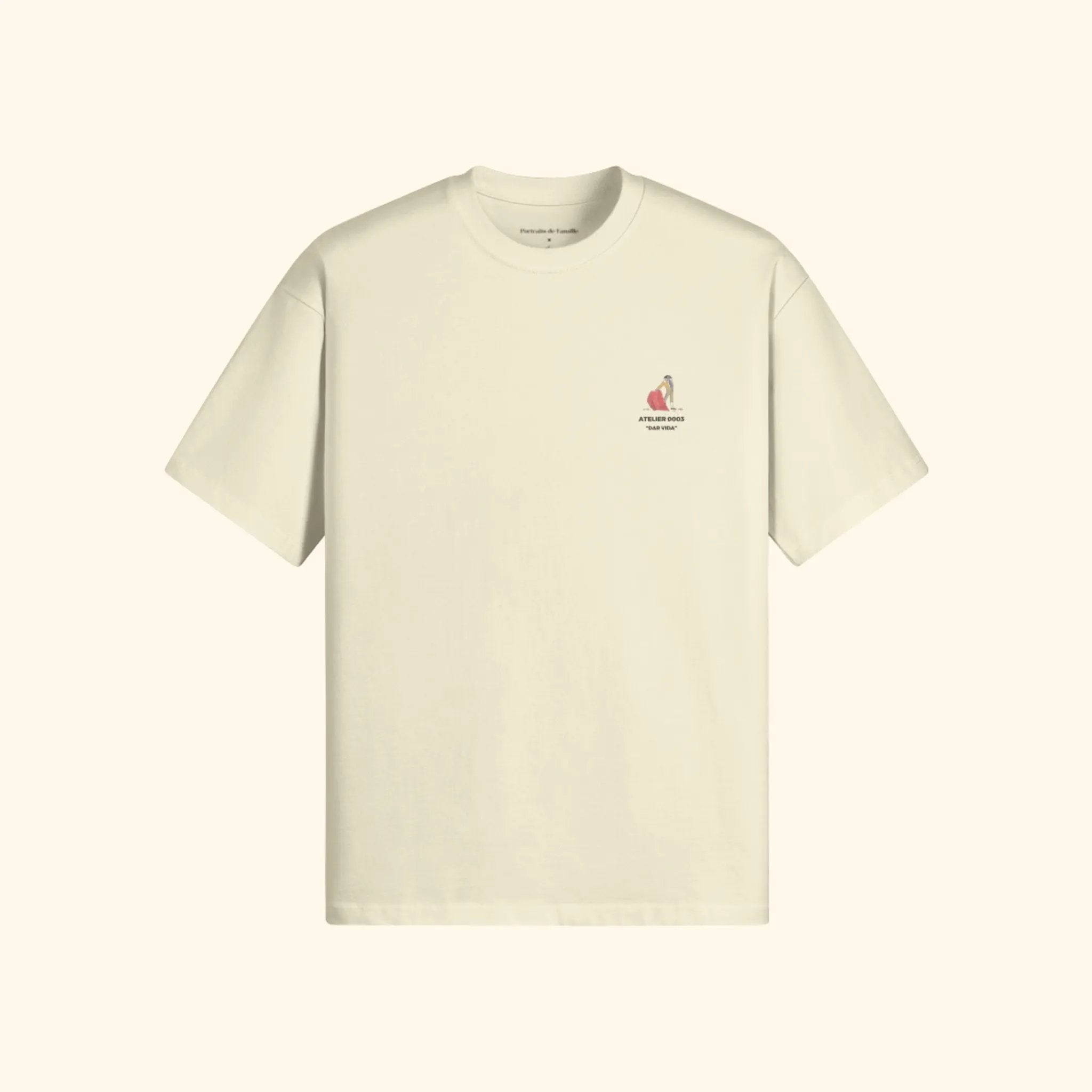 Portraits de Famille Dar Vida The Tee Gloria Pastel Cream Heavy Cotton Front