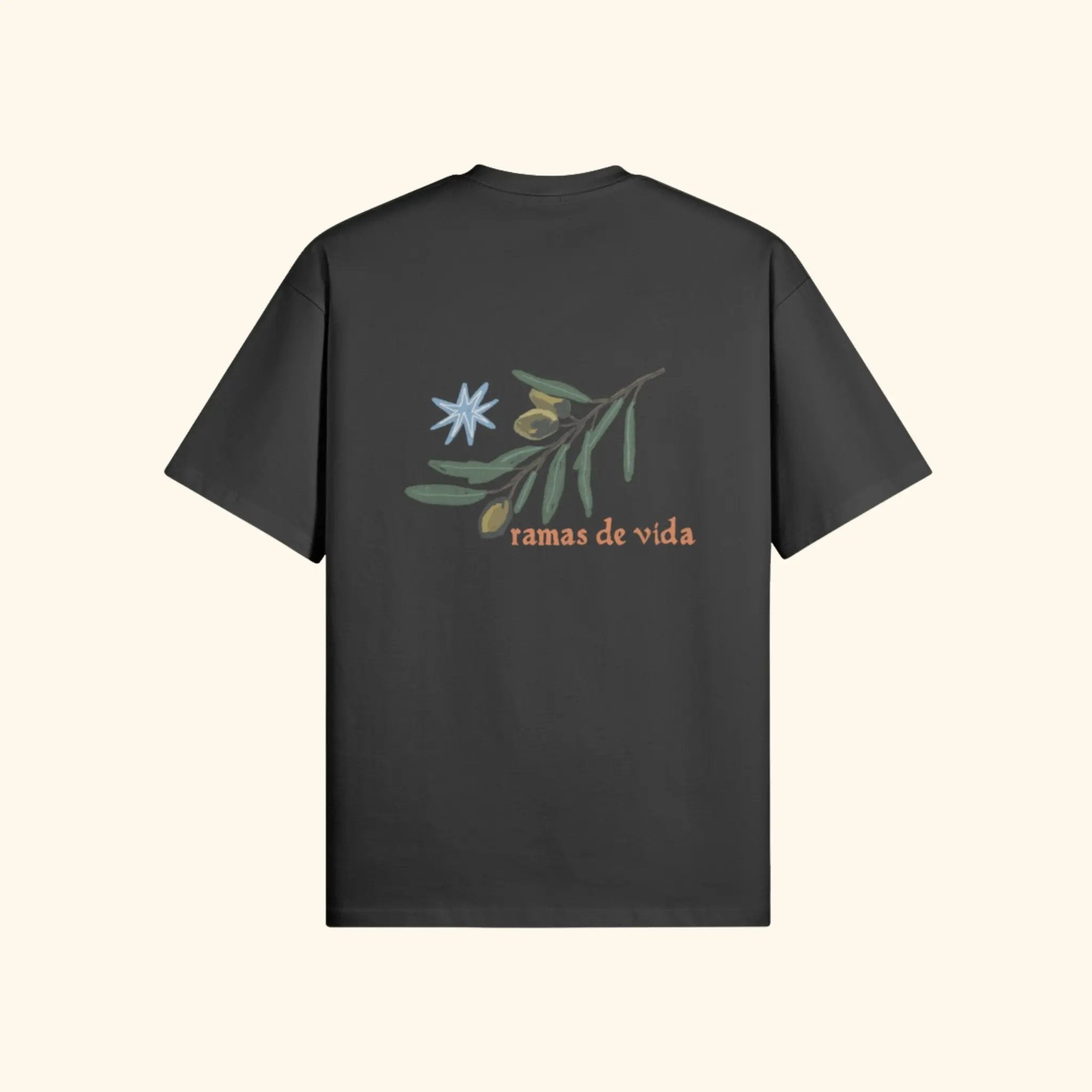 Portraits de Famille Dar Vida The Tee Ramas De Vida Midnight Black Heavy Cotton Back