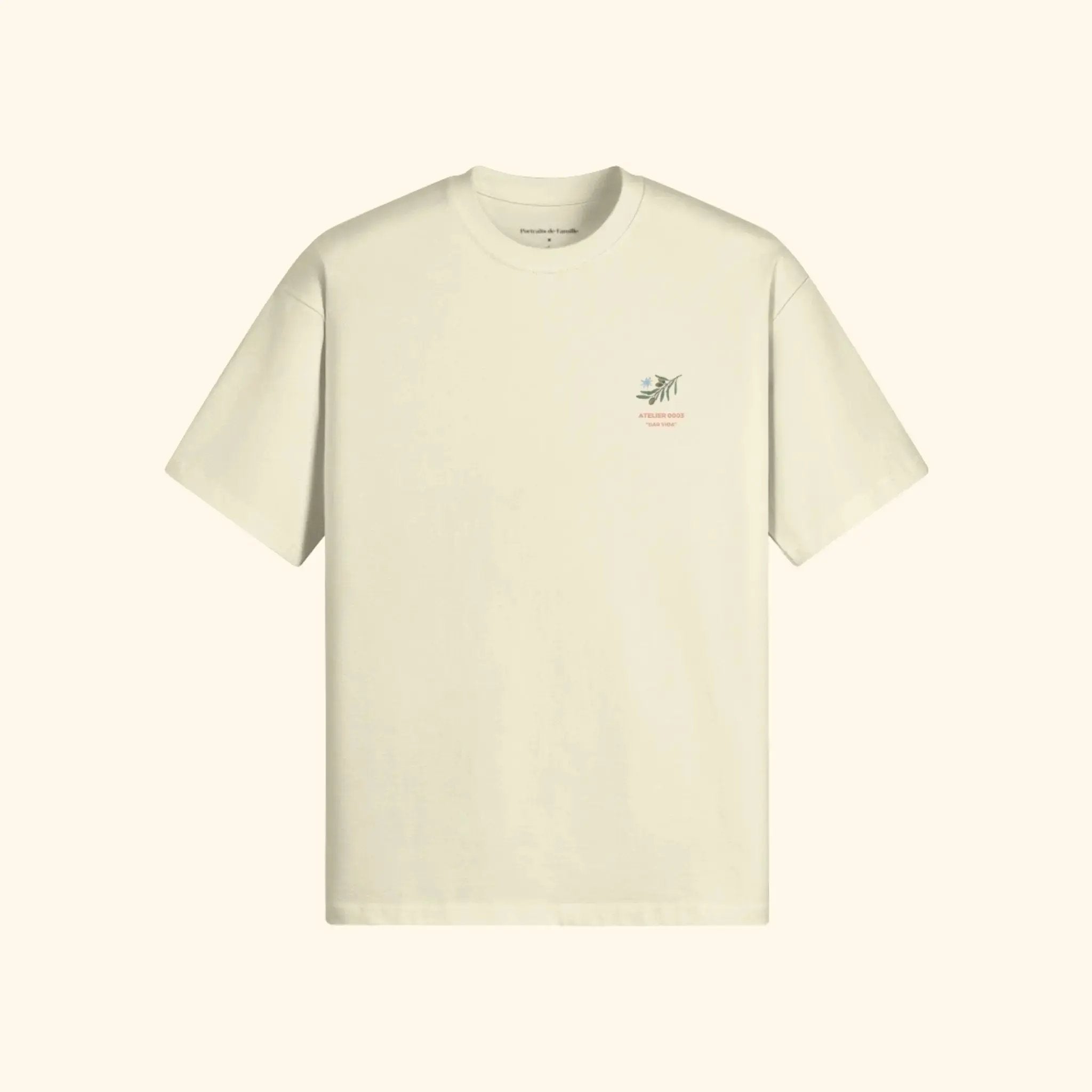 Portraits de Famille Dar Vida The Tee Ramas De Vida Pastel Cream Heavy Cotton Front