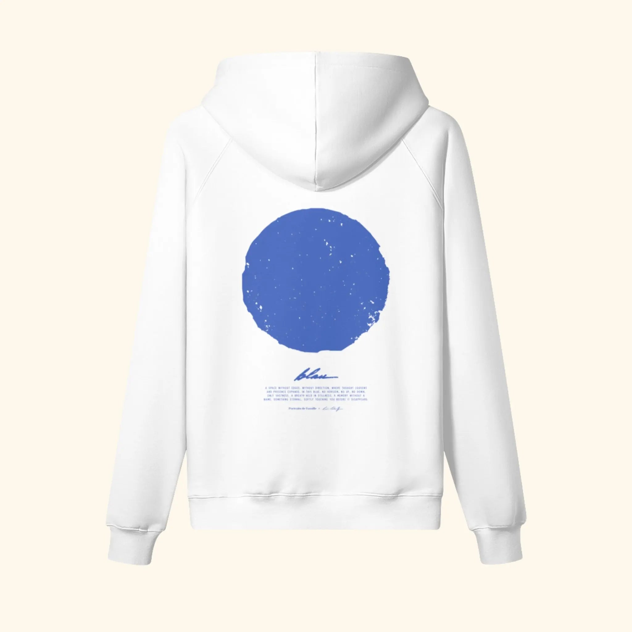 Portraits de Famille El Mar Blau The Hoodie Blau Off White Heavy Cotton Back