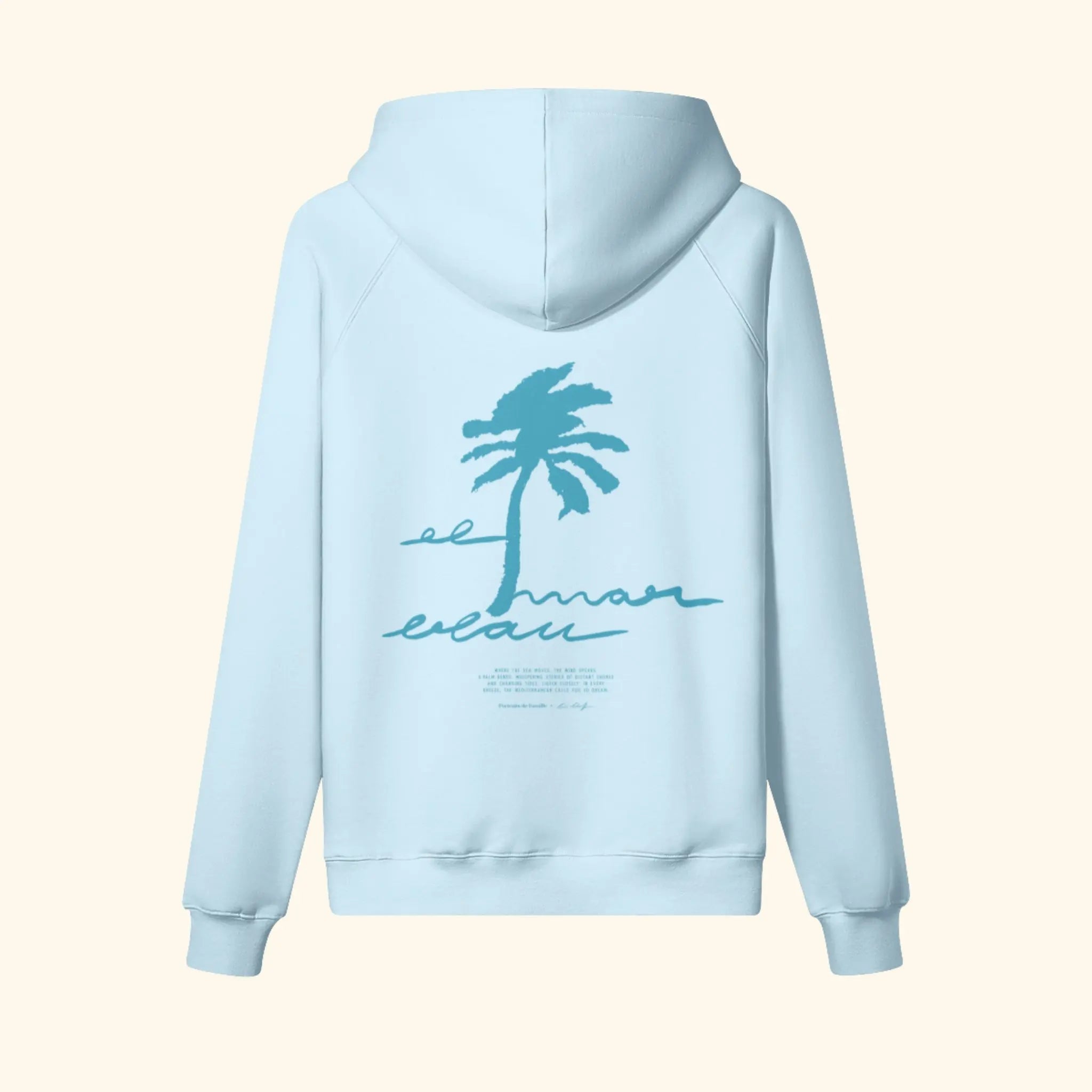 Portraits de Famille El Mar Blau The Hoodie El Mar Blau Azure Whisper Heavy Cotton Back