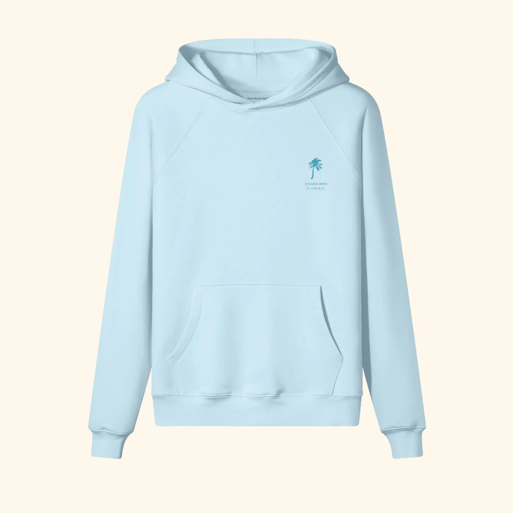Portraits de Famille El Mar Blau The Hoodie El Mar Blau Azure Whisper Heavy Cotton Front