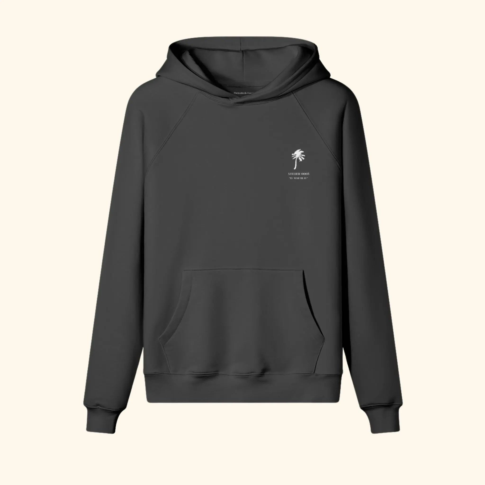 Portraits de Famille El Mar Blau The Hoodie El Mar Blau Midnight Black Heavy Cotton Front