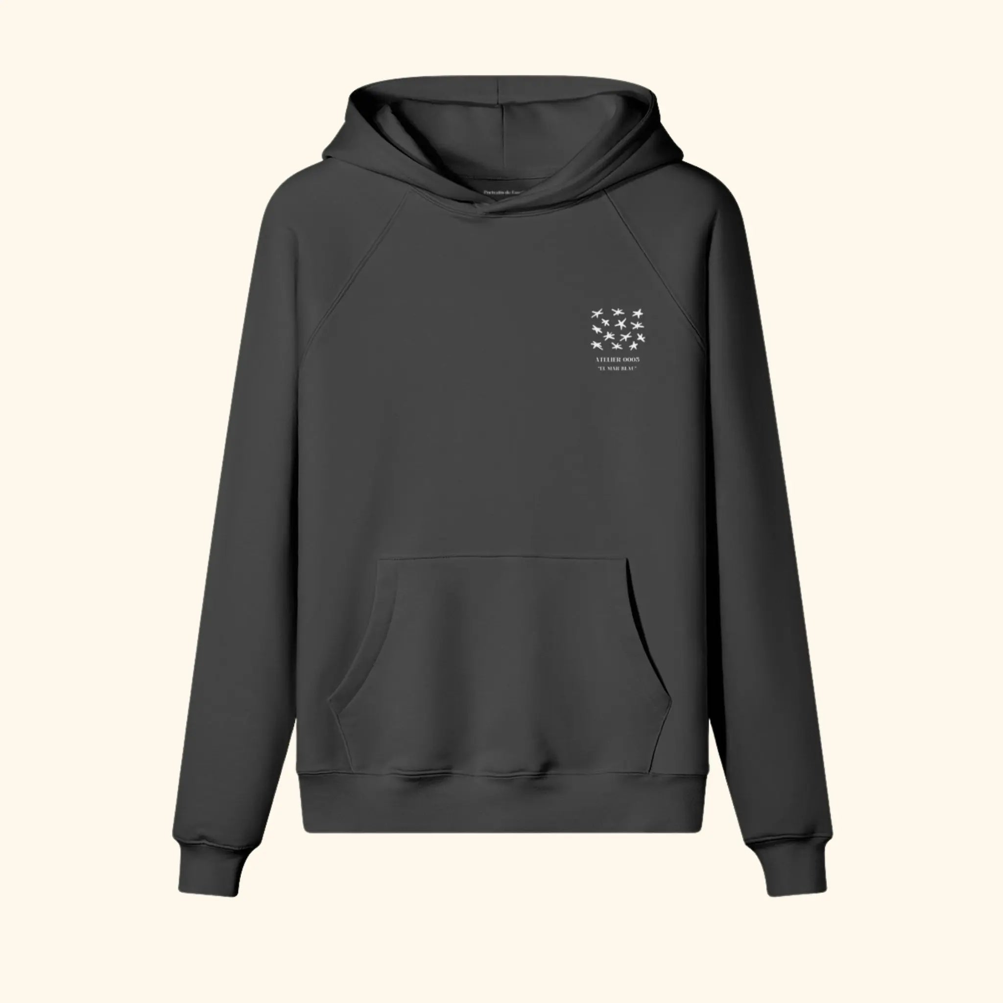 Portraits de Famille El Mar Blau The Hoodie Endless July Midnight Black Heavy Cotton Front