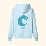 Portraits de Famille El Mar Blau The Hoodie Mucho Flow Azure Whisper Heavy Cotton Back