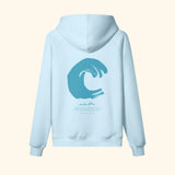 Portraits de Famille El Mar Blau The Hoodie Mucho Flow Azure Whisper Heavy Cotton Back