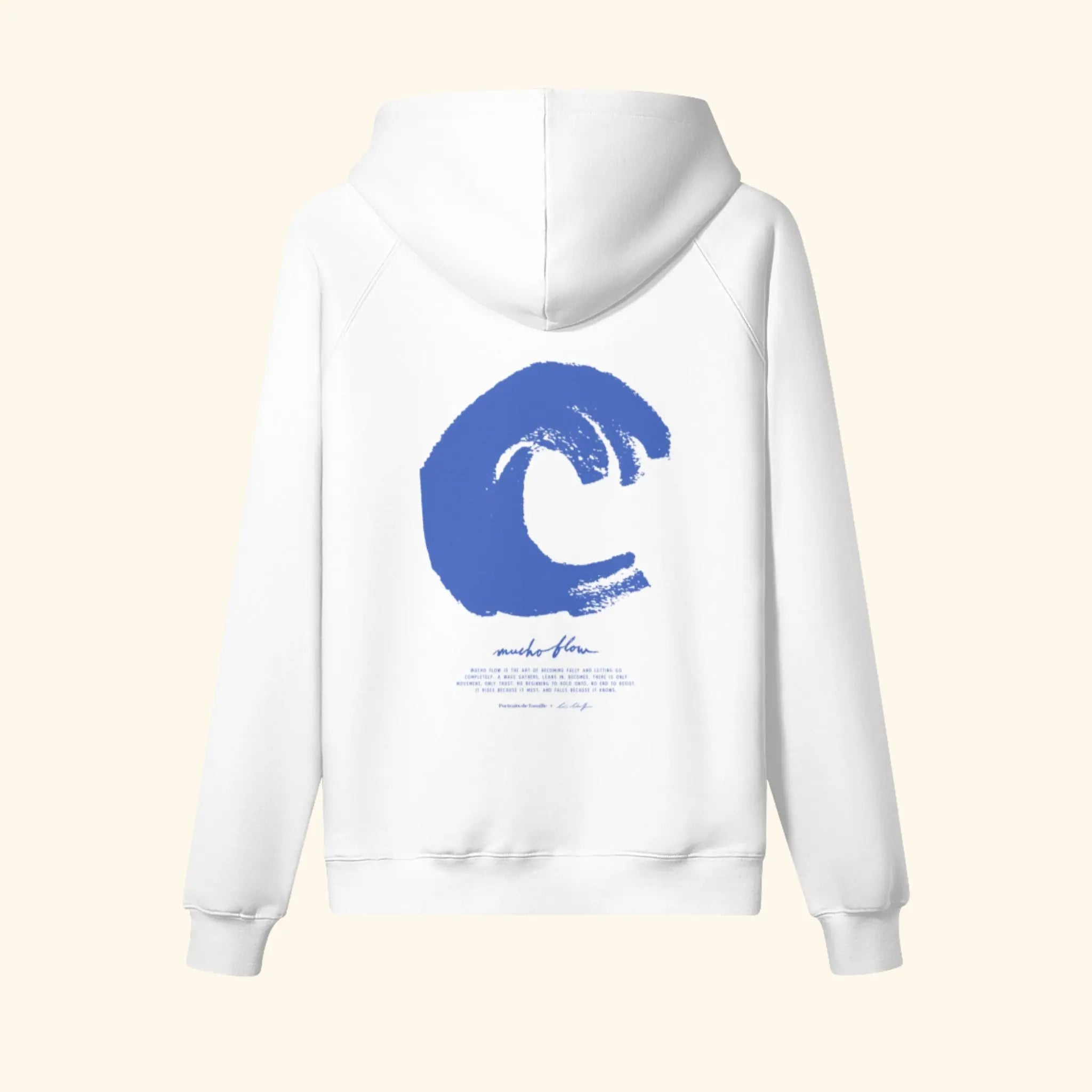 Portraits de Famille El Mar Blau The Hoodie Mucho Flow Off White Heavy Cotton Back