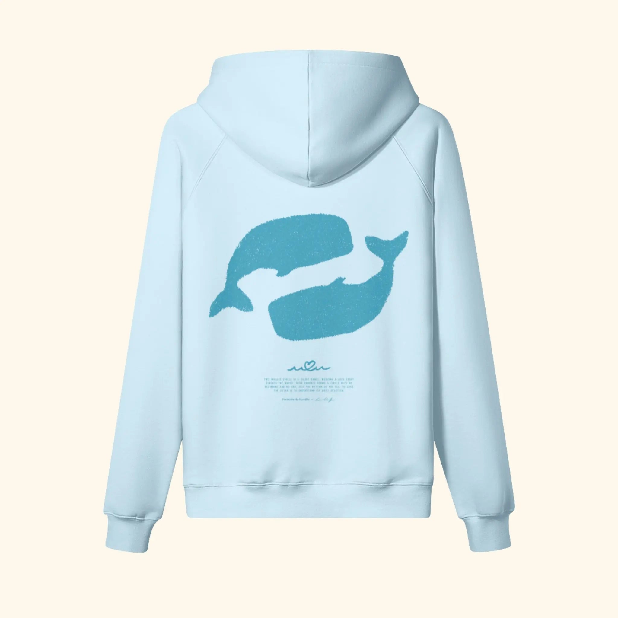 Portraits de Famille El Mar Blau The Hoodie Ocean Lovers Azure Whisper Heavy Cotton Back