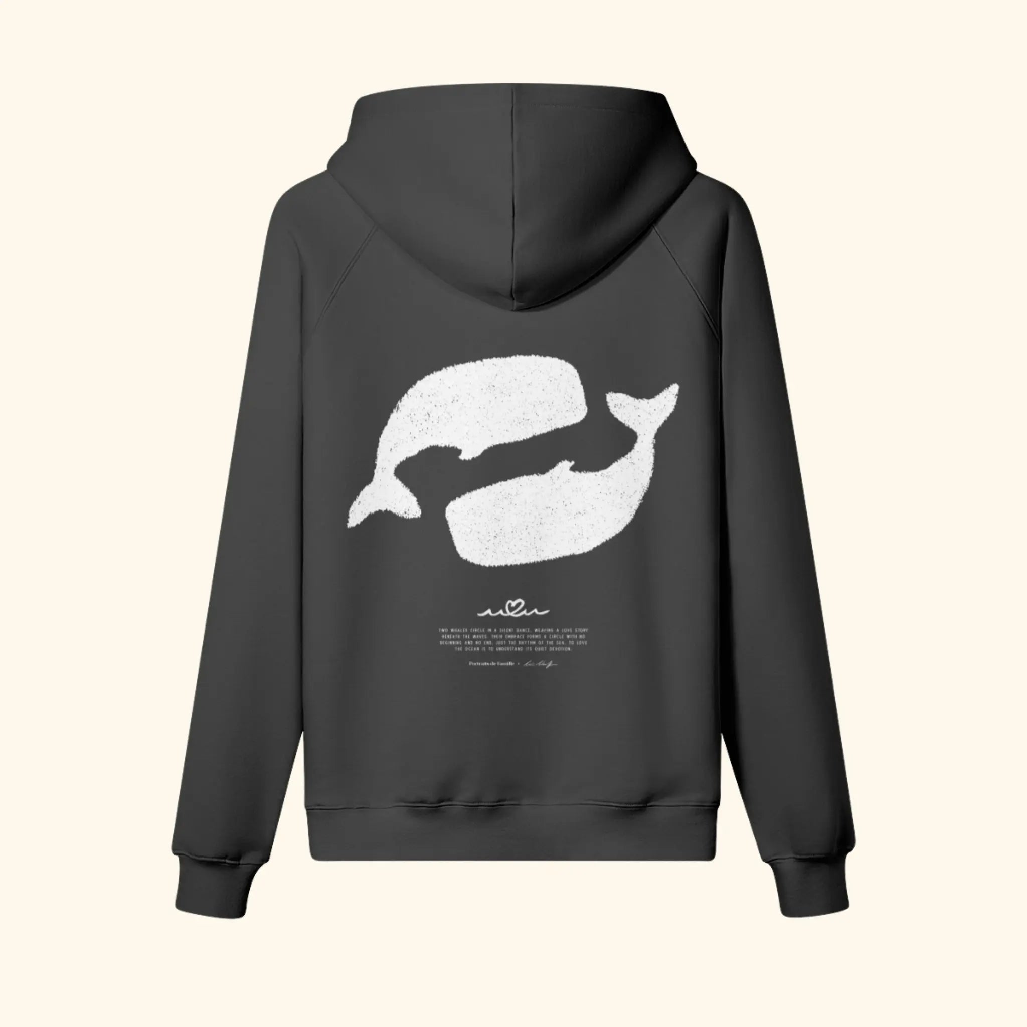 Portraits de Famille El Mar Blau The Hoodie Ocean Lovers Midnight Black Heavy Cotton Back