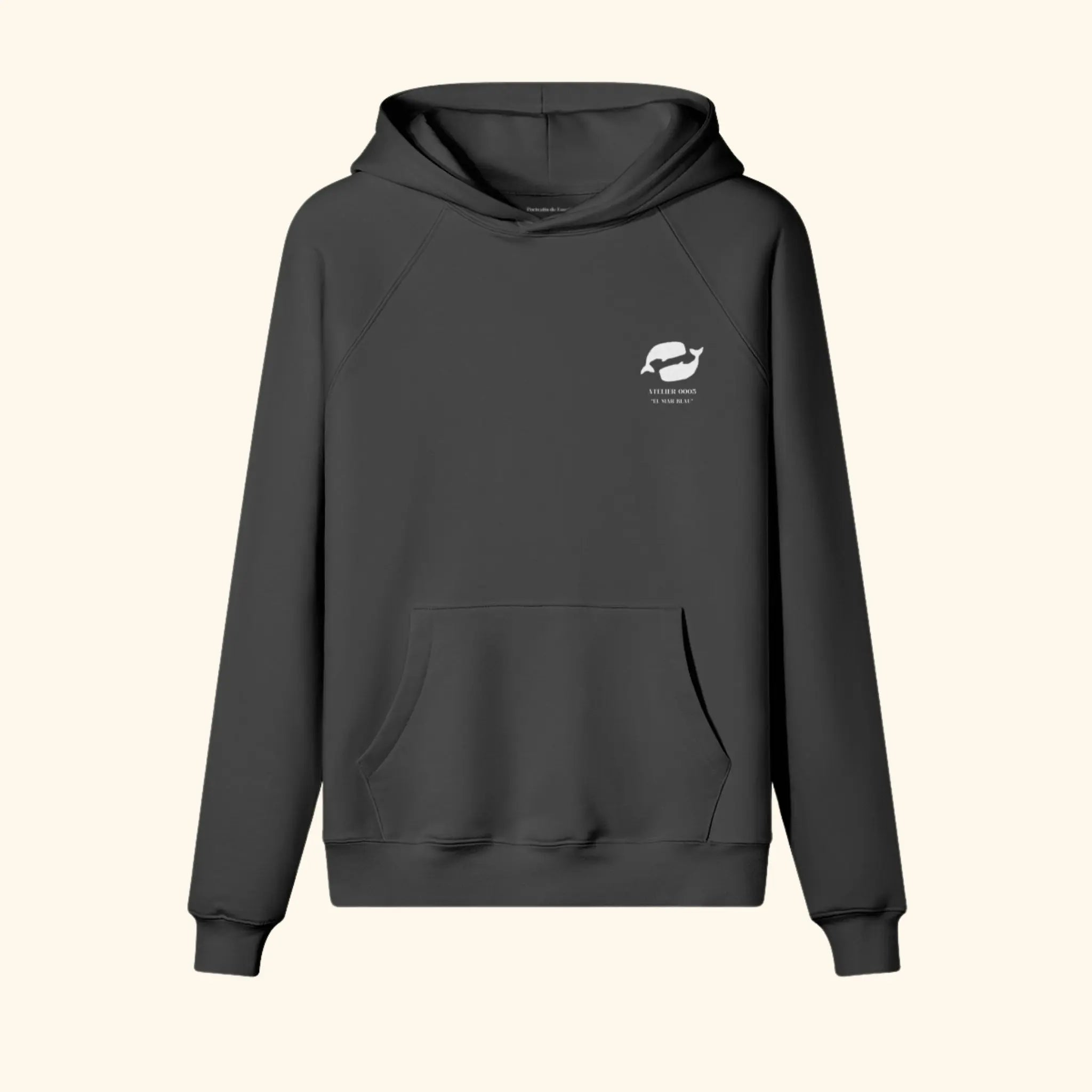 Portraits de Famille El Mar Blau The Hoodie Ocean Lovers Midnight Black Heavy Cotton Front