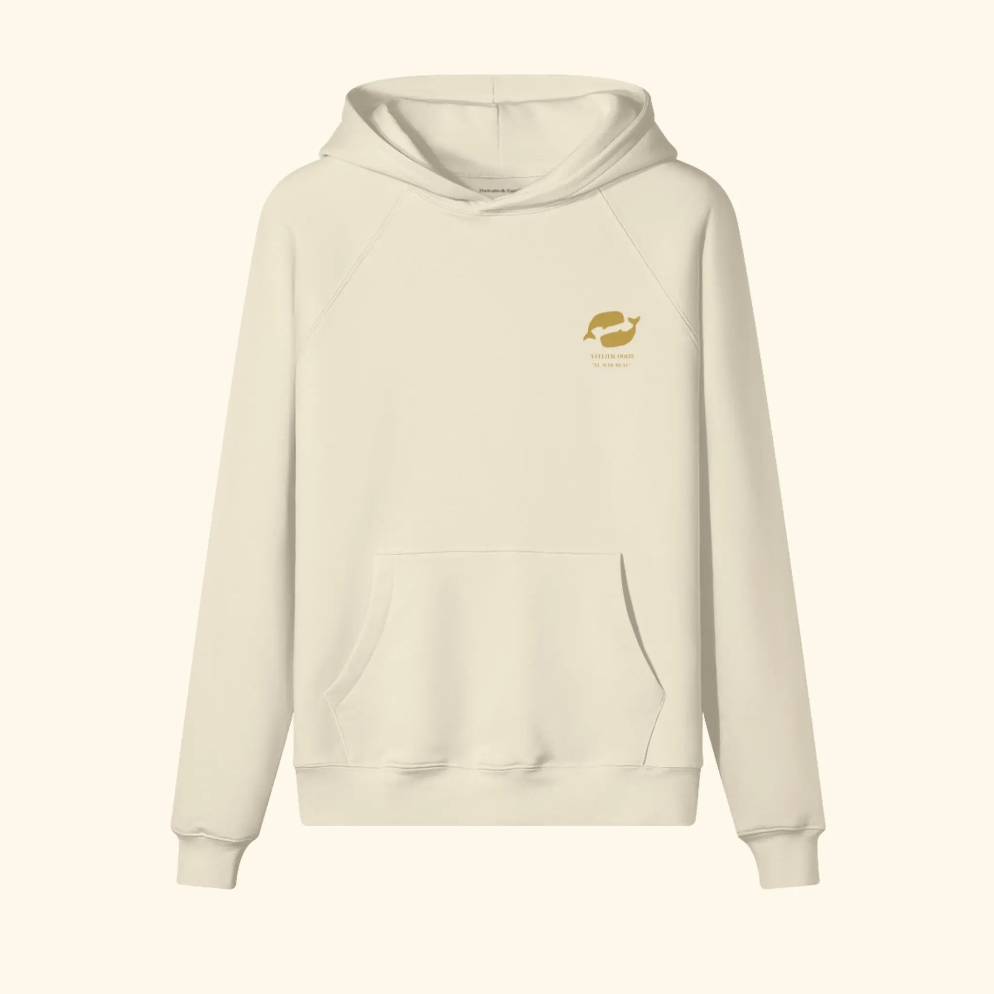Portraits de Famille El Mar Blau The Hoodie Ocean Lovers Pastel Beige Heavy Cotton Front