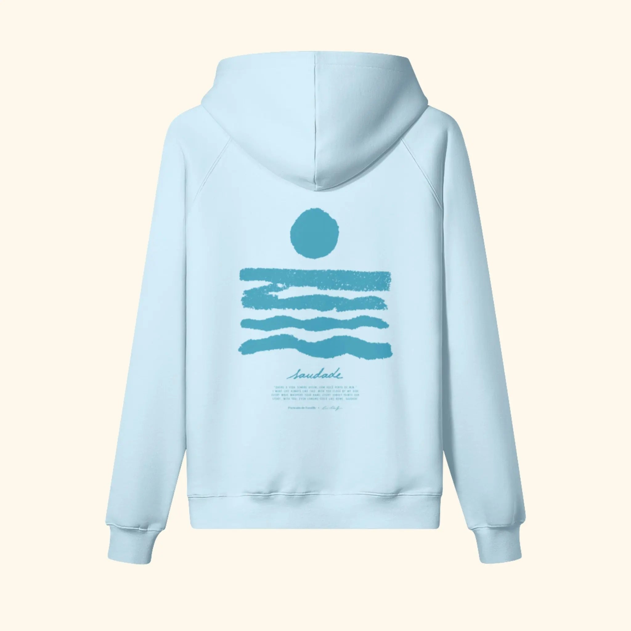 Portraits de Famille El Mar Blau The Hoodie Saudade Azure Whisper Heavy Cotton Back