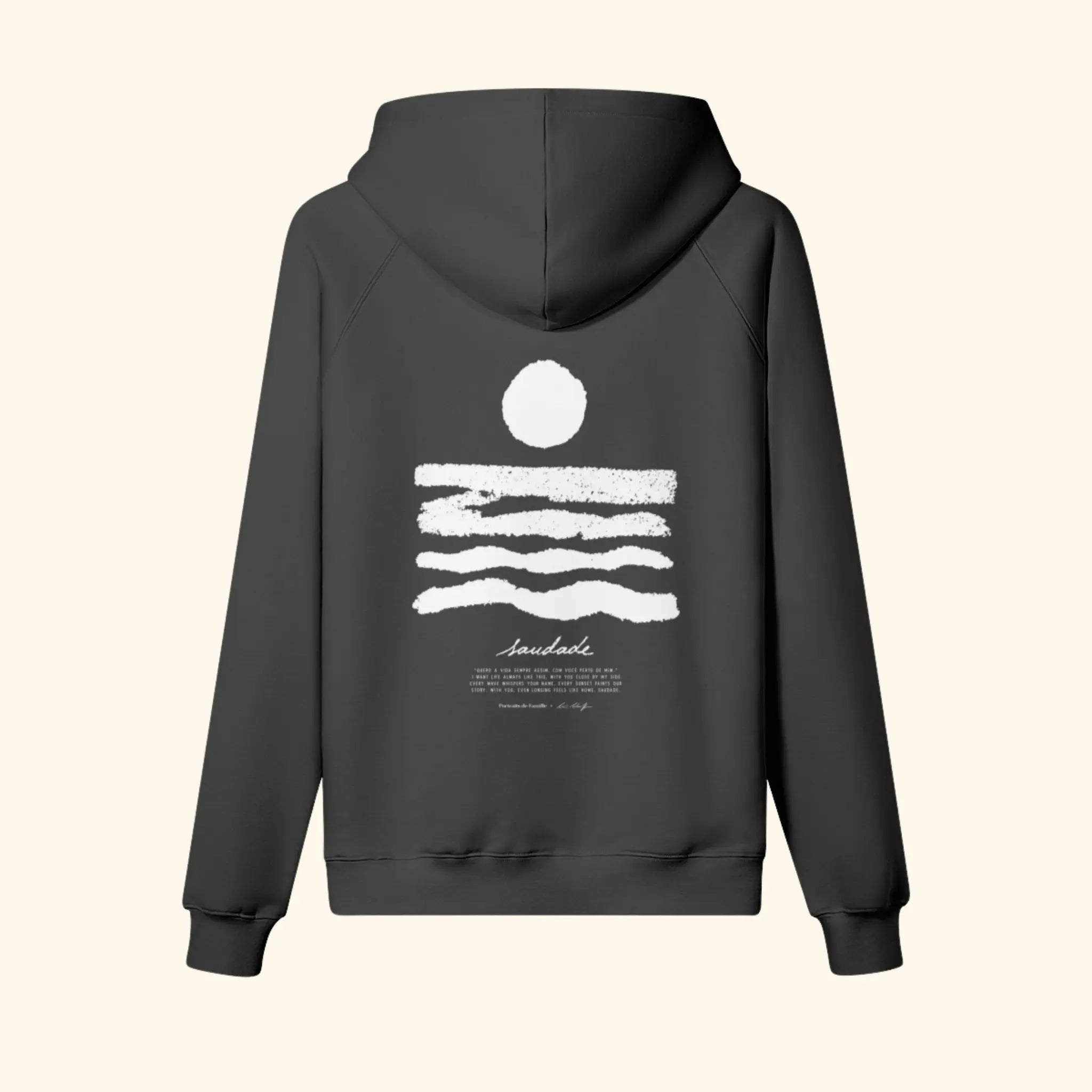 Portraits de Famille El Mar Blau The Hoodie Saudade Midnight Black Heavy Cotton Back