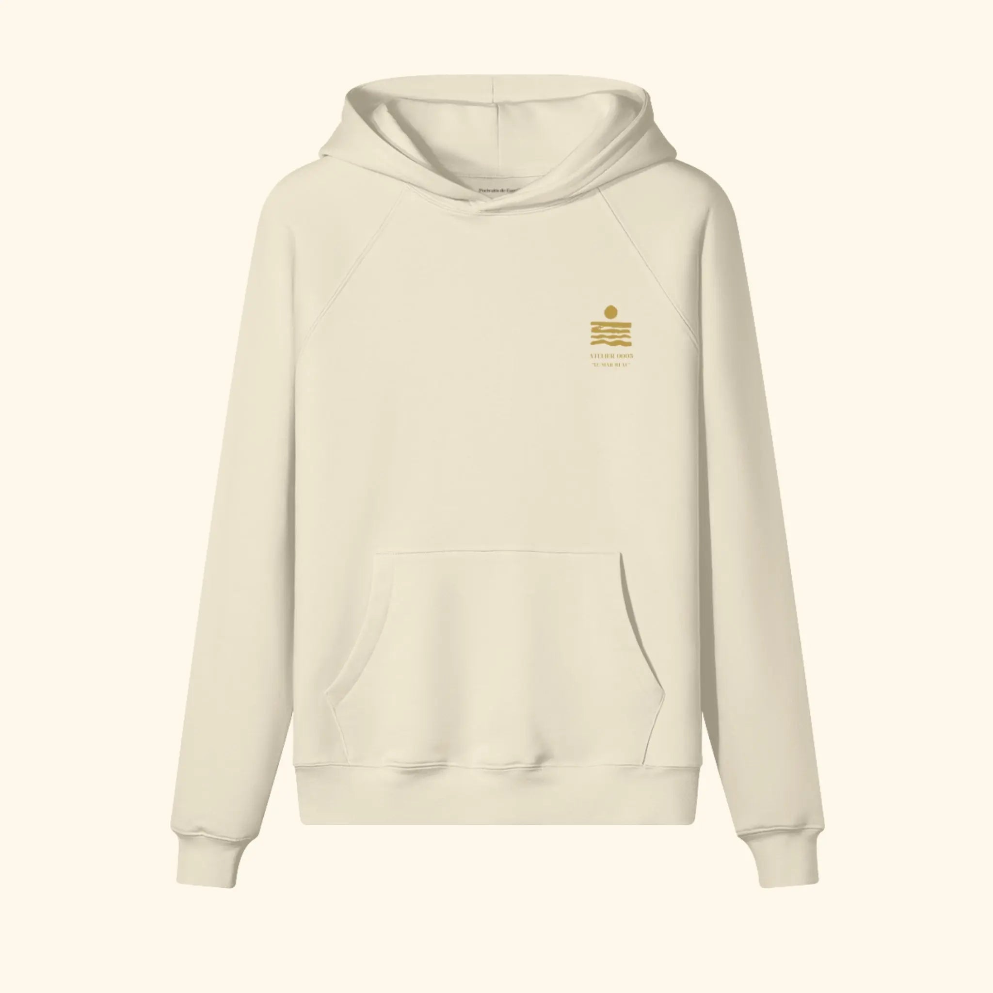 Portraits de Famille El Mar Blau The Hoodie Saudade Pastel Beige Heavy Cotton Front
