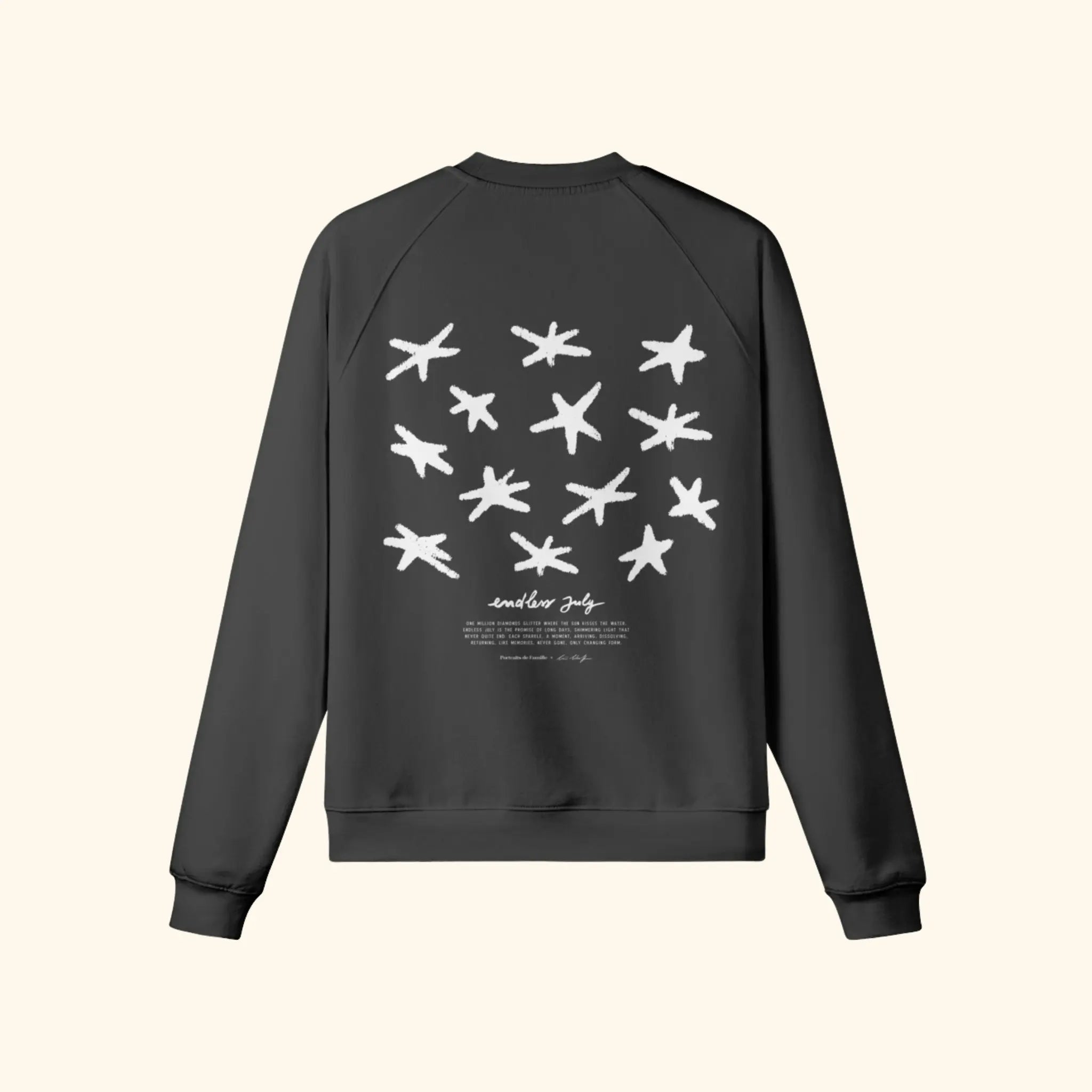 Portraits de Famille El Mar Blau The Sweatshirt Endless July Midnight Black Heavy Cotton Back