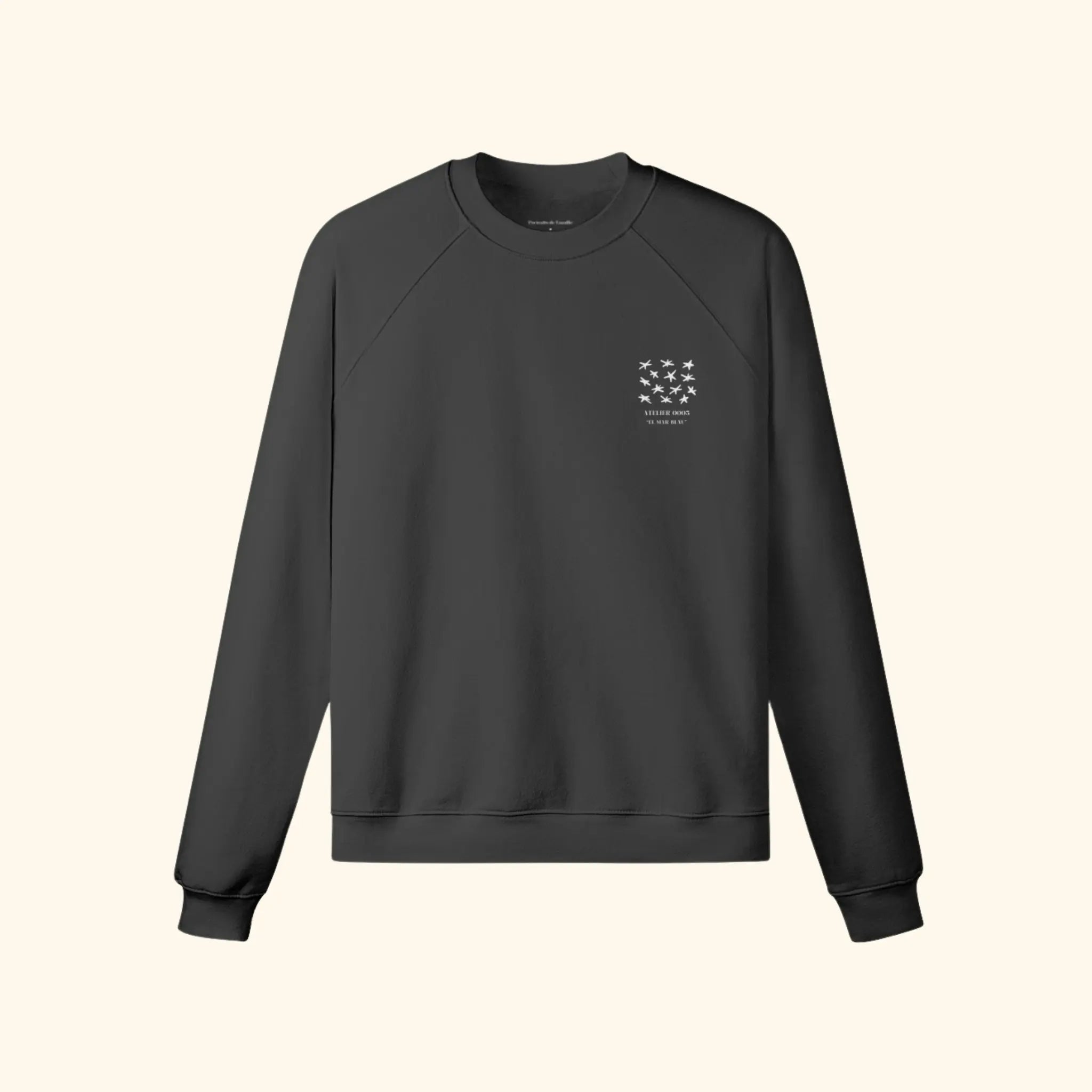 Portraits de Famille El Mar Blau The Sweatshirt Endless July Midnight Black Heavy Cotton Front