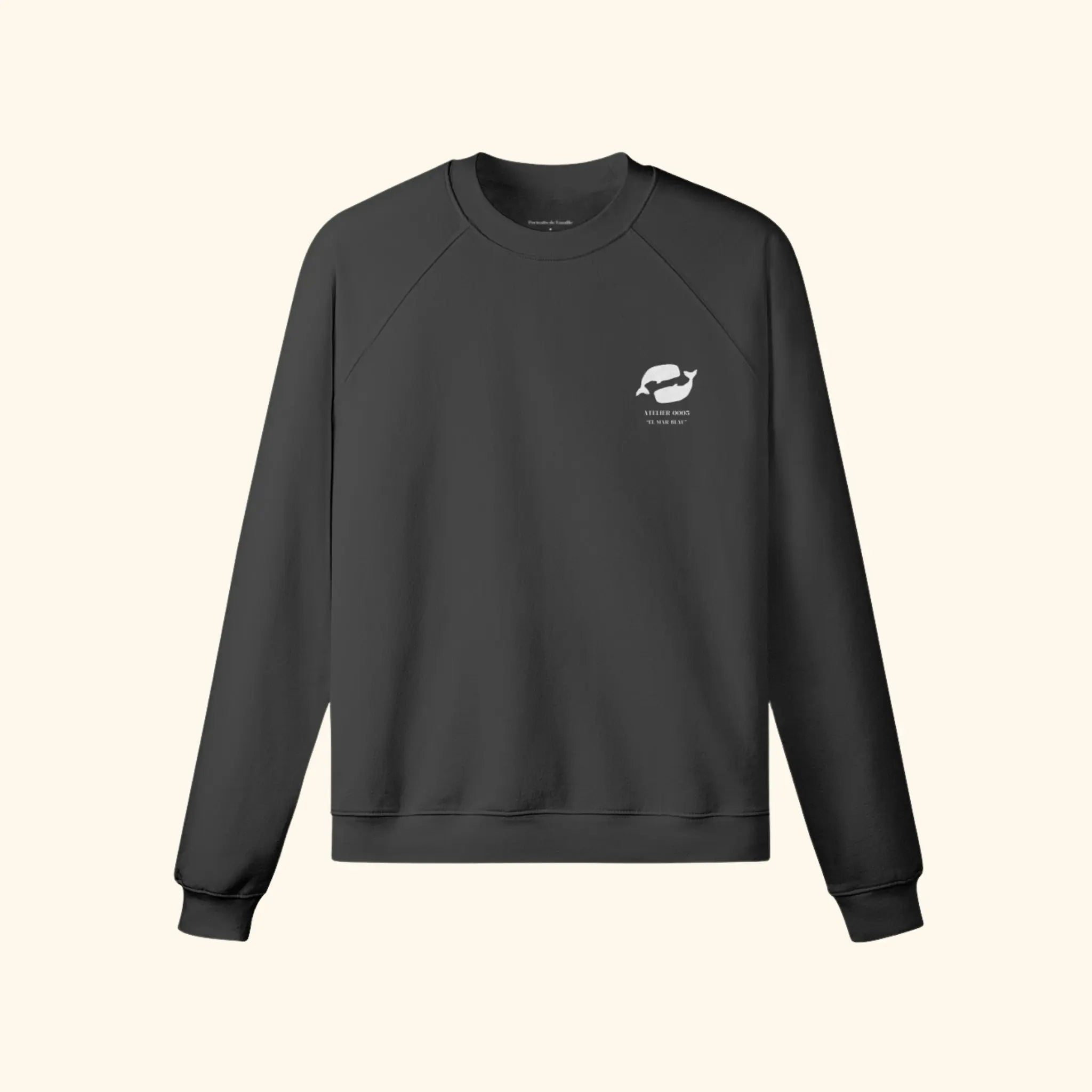 Portraits de Famille El Mar Blau The Sweatshirt Ocean Lovers Midnight Black Heavy Cotton Front